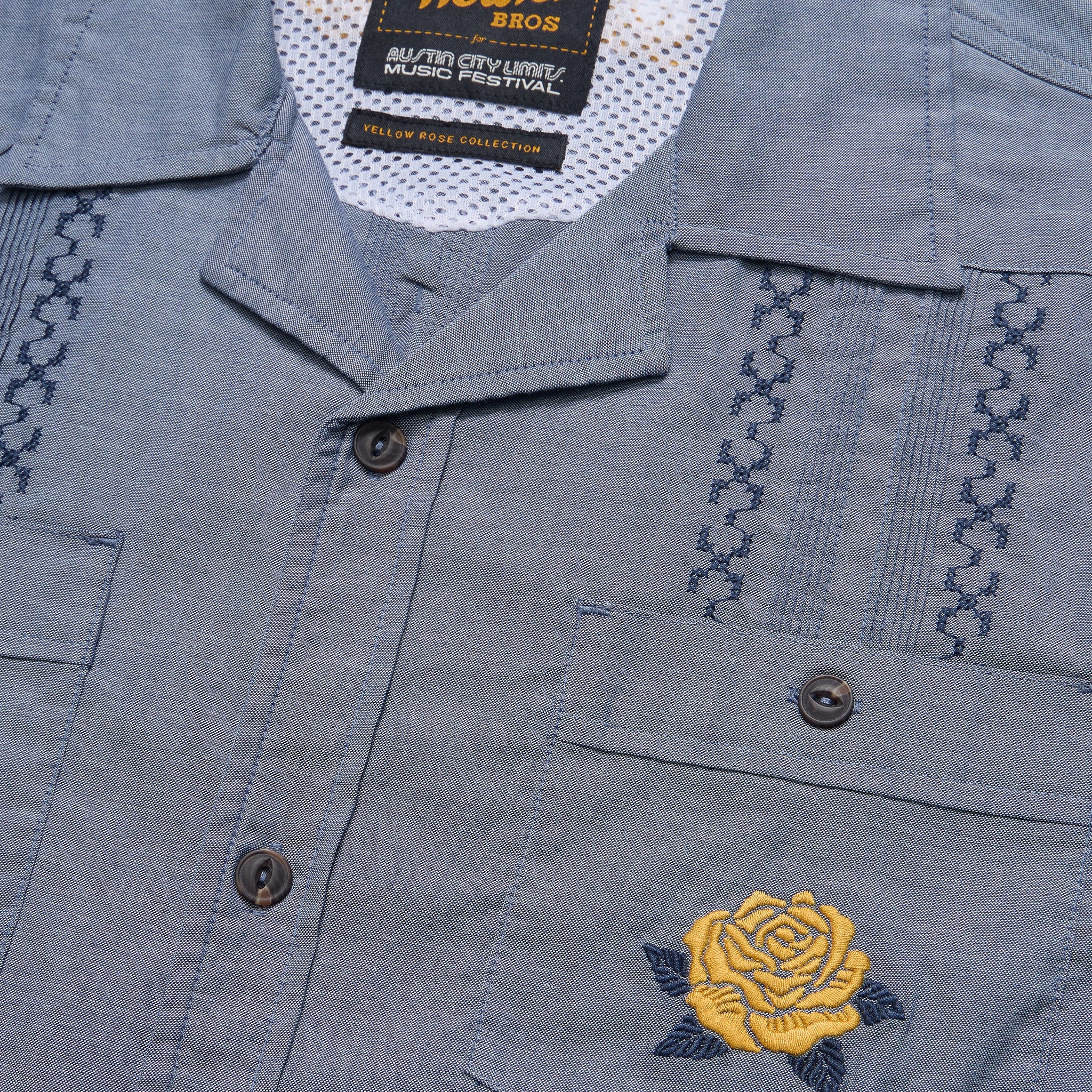 ACL Fest 2025 Guayabera Shirt - Rosas Amarillas : Azul - Image 5
