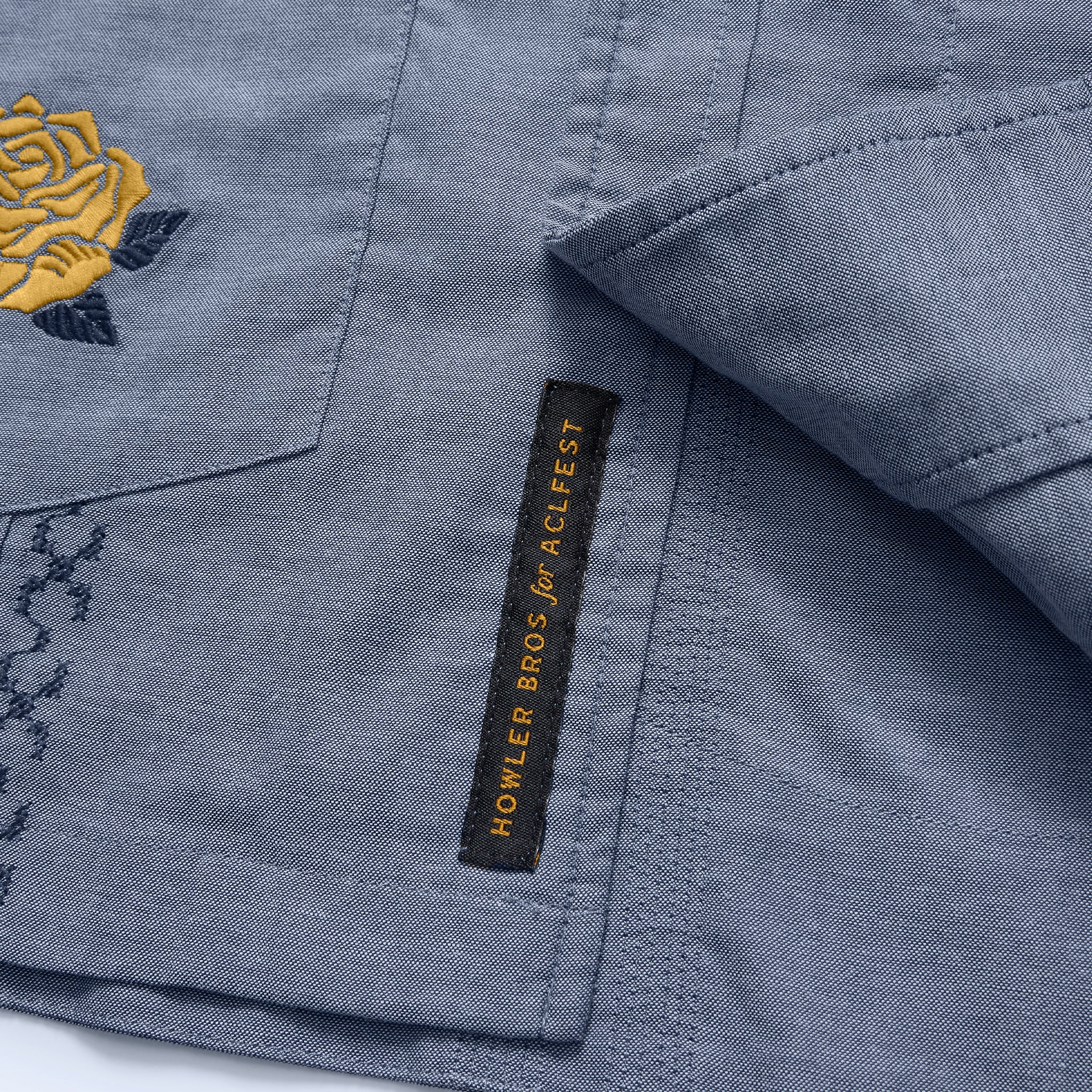 ACL Fest 2025 Guayabera Shirt - Rosas Amarillas : Azul - Image 9