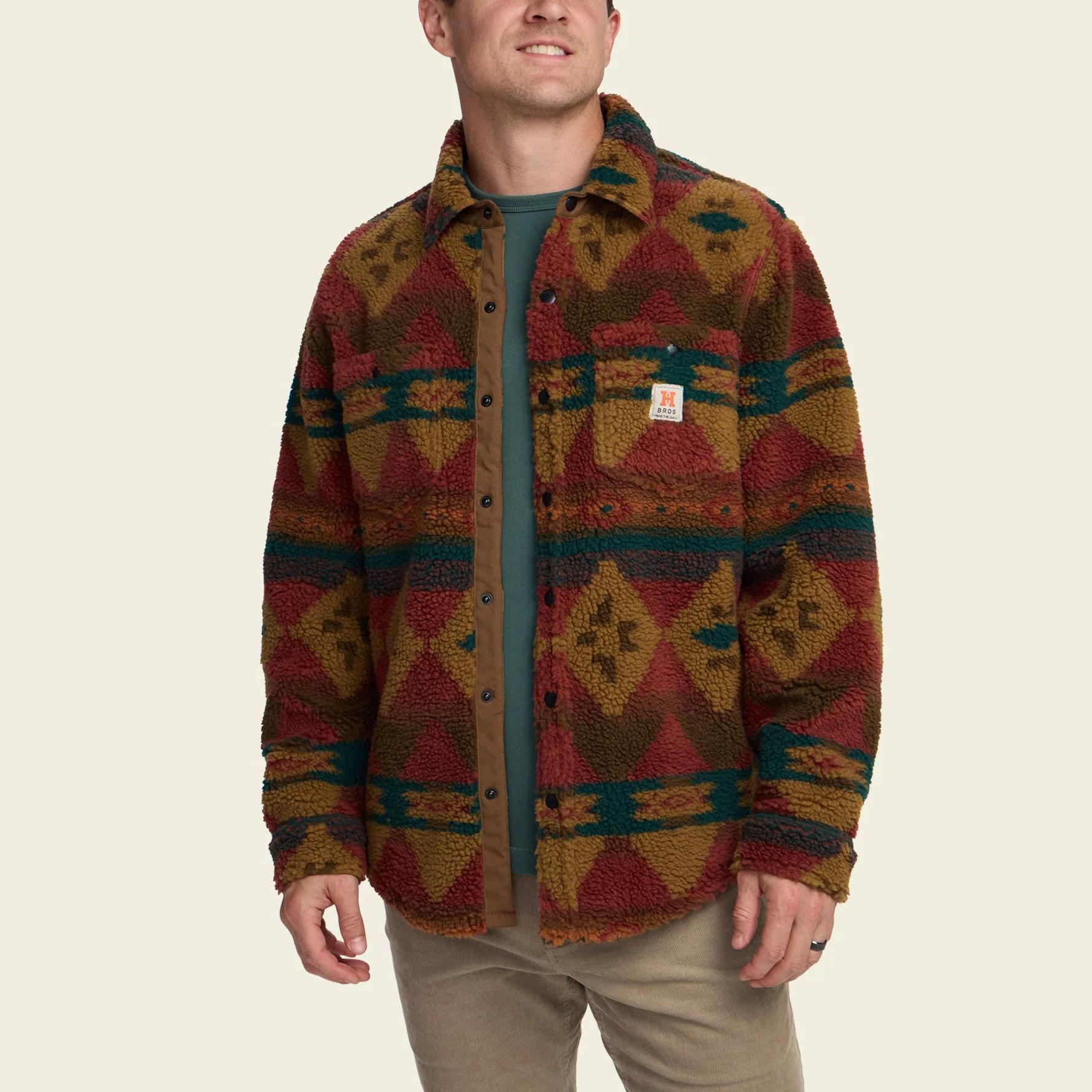 Allegheny Fleece Overshirt - Mitla Motifs : Brick - Image 4