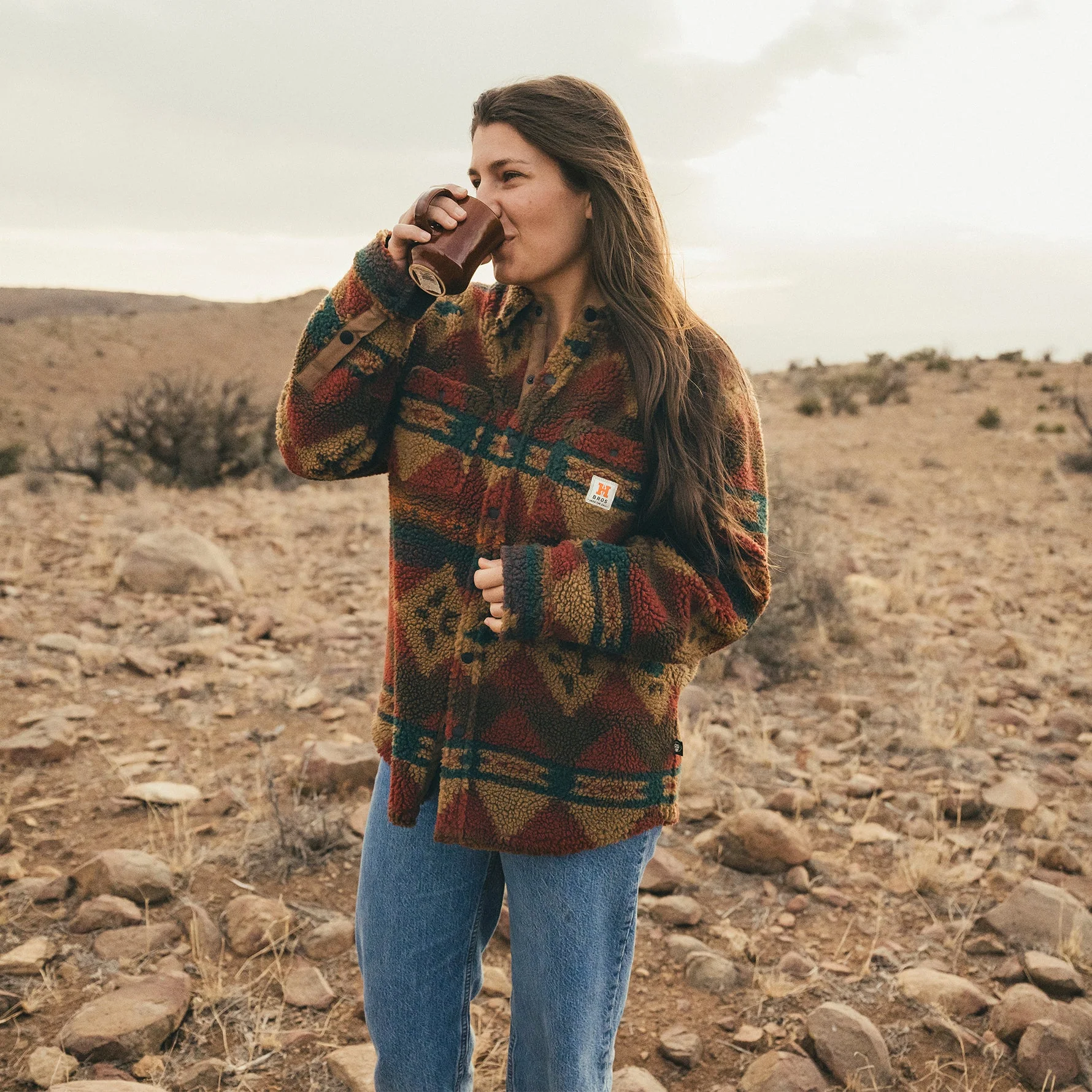 Allegheny Fleece Overshirt - Mitla Motifs : Brick - Image 7