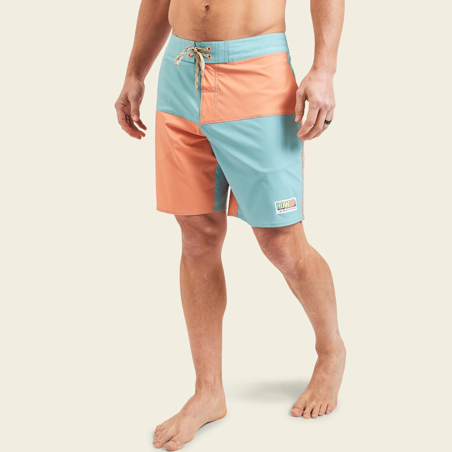 Buchannon Boardshorts 18" - HB Chargers : Aqua / Coral - Image 4