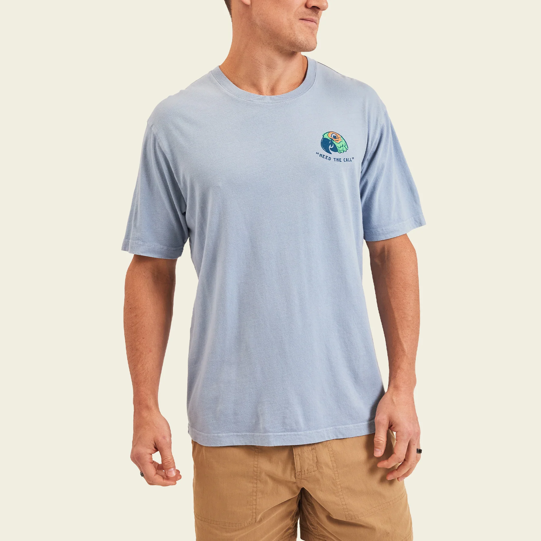 Chatty Bird Cotton T-Shirt - Dusty Blue - Image 3