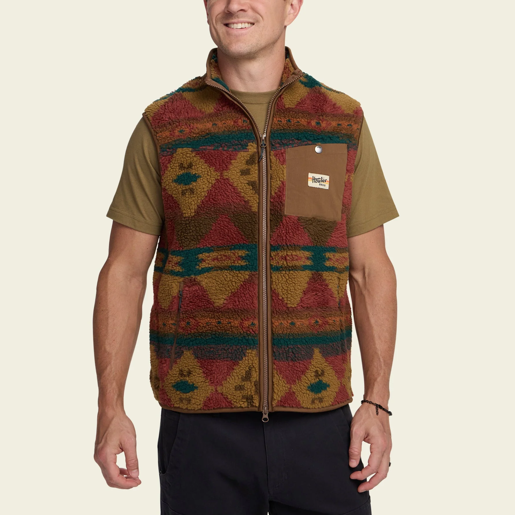 Chisos Fleece Vest - Mitla Motifs : Russet - Image 4