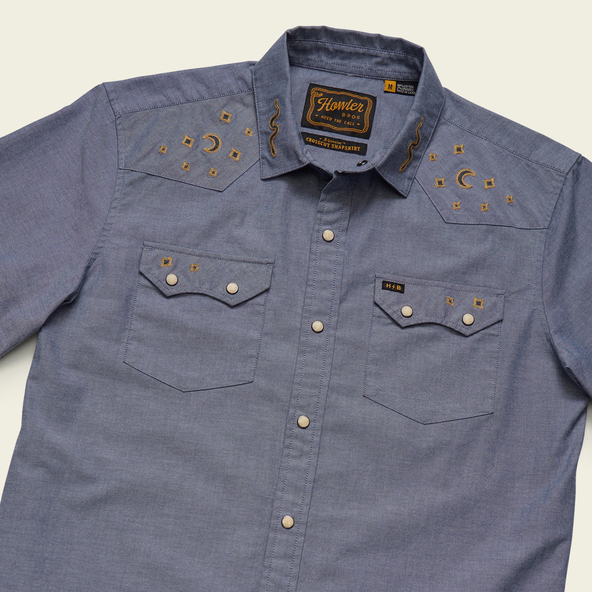 Crosscut Deluxe Shortsleeve Shirt - Noche de Paz : Indigo Chambray - Image 3