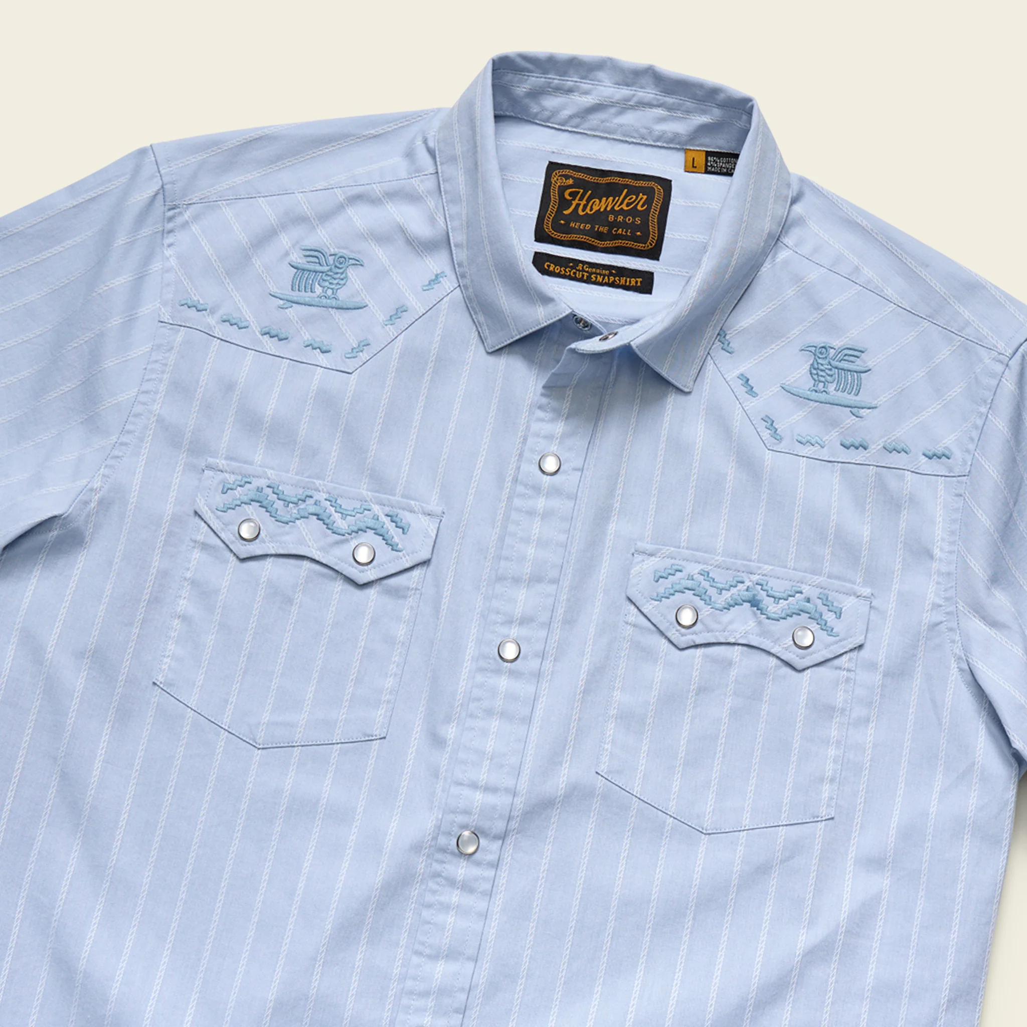 Crosscut Deluxe Shortsleeve Shirt - Surfbird : Sky Oxford Dobby - Image 3