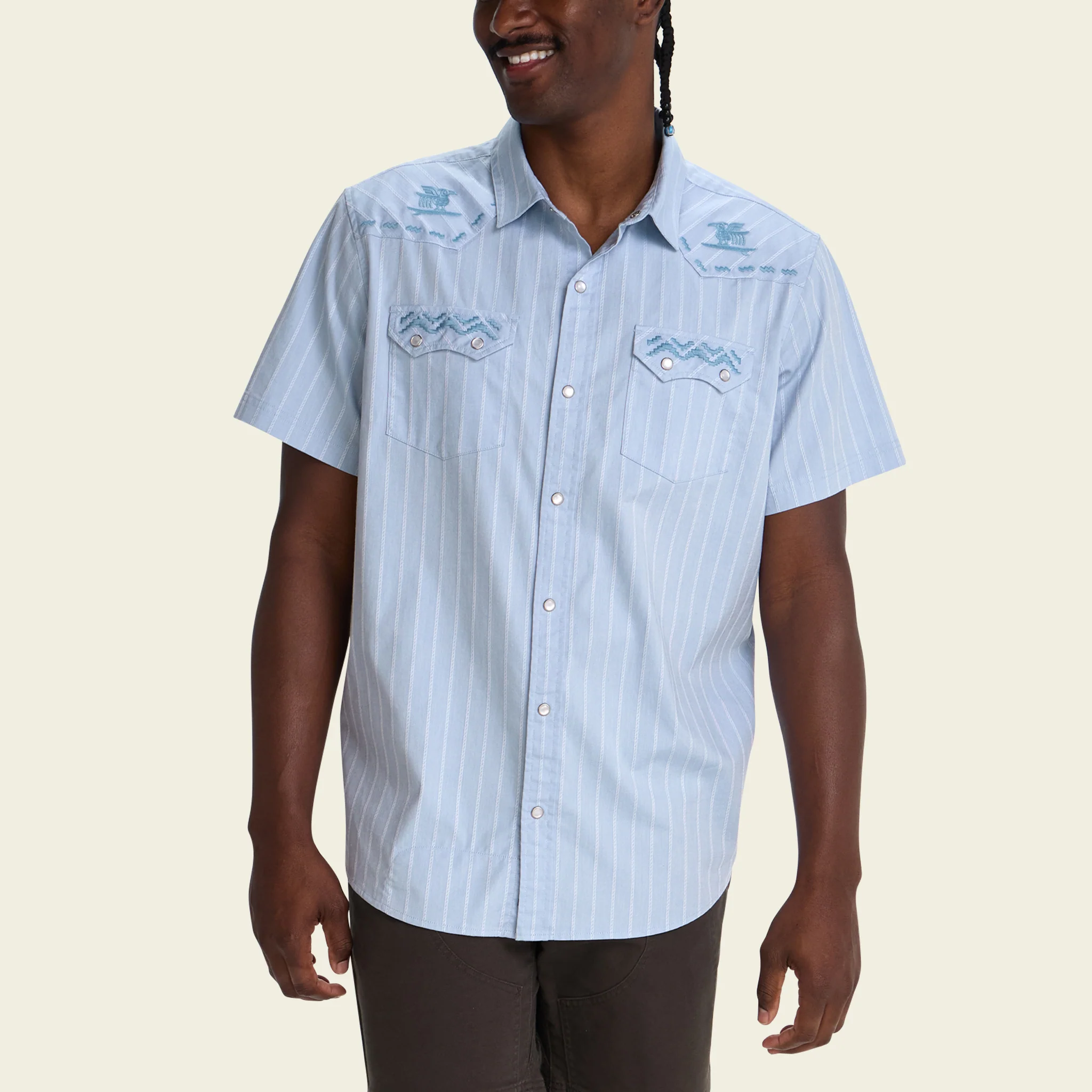 Crosscut Deluxe Shortsleeve Shirt - Surfbird : Sky Oxford Dobby - Image 4