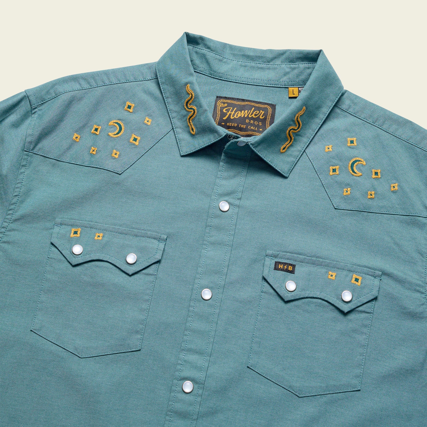 Crosscut Deluxe Snapshirt - Teal Oxford : Noche de Paz - Image 7