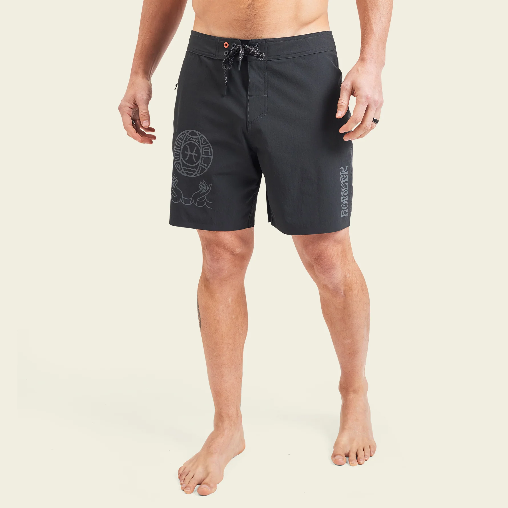 Del Este Performance Boardshorts 17" - Fortune Teller : Antique Black - Image 3