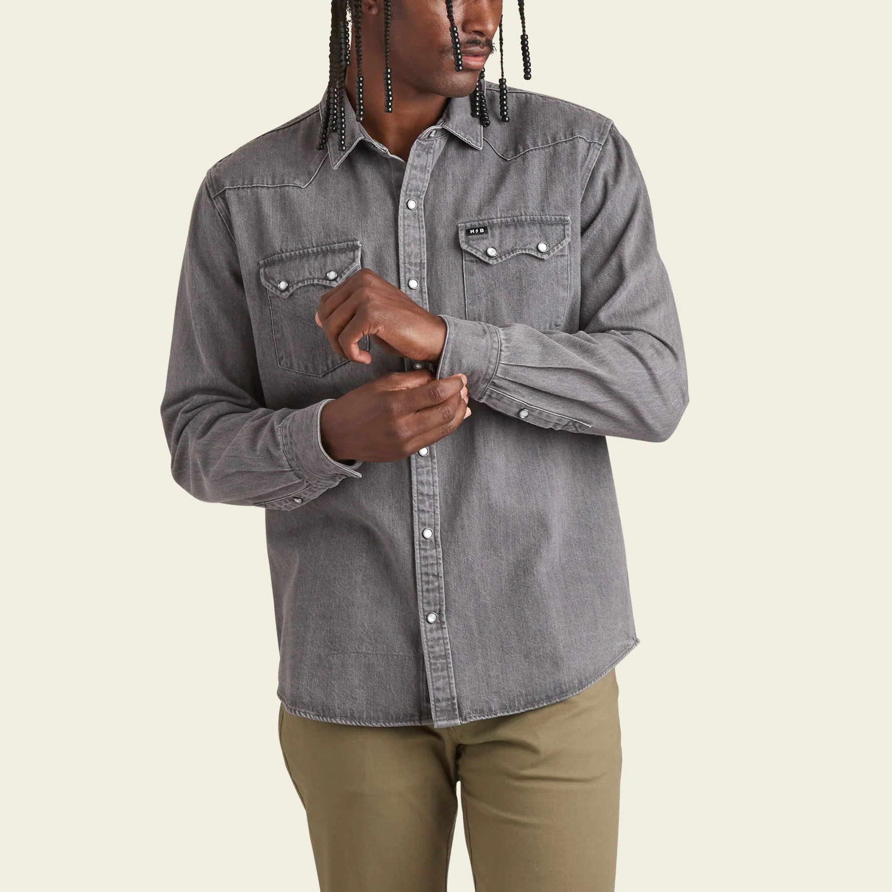 Dust Up Denim Snapshirt - Jovi Grey Wash - Image 4