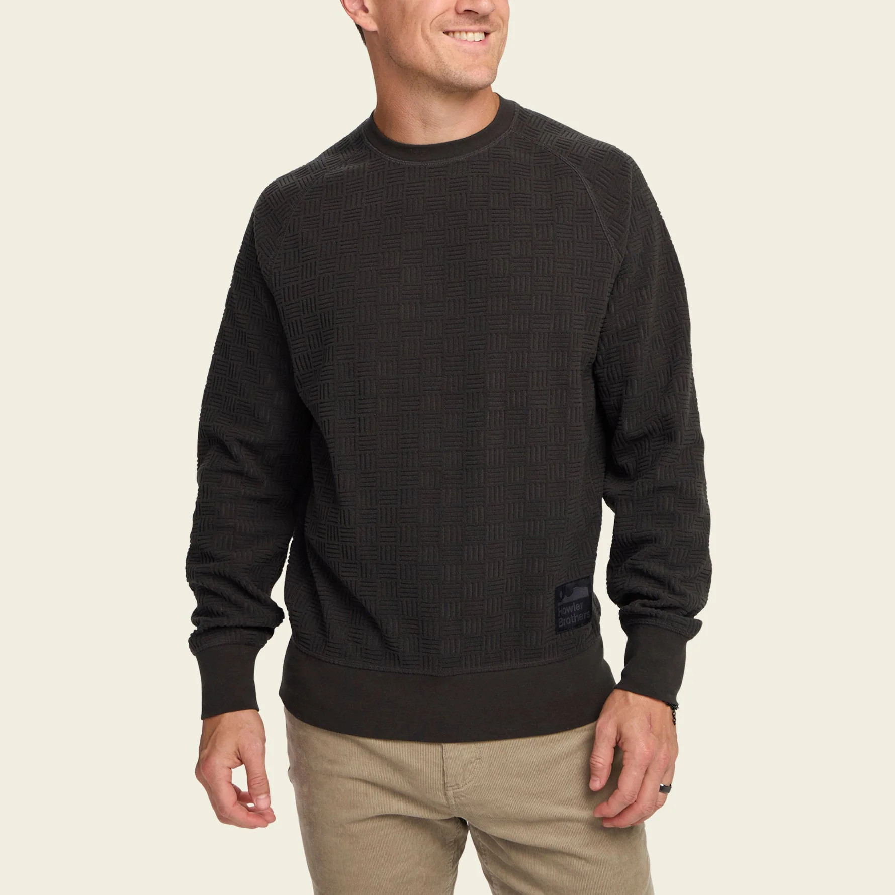 Eleos Fleece Crewneck - Grids : Antique Black - Image 4