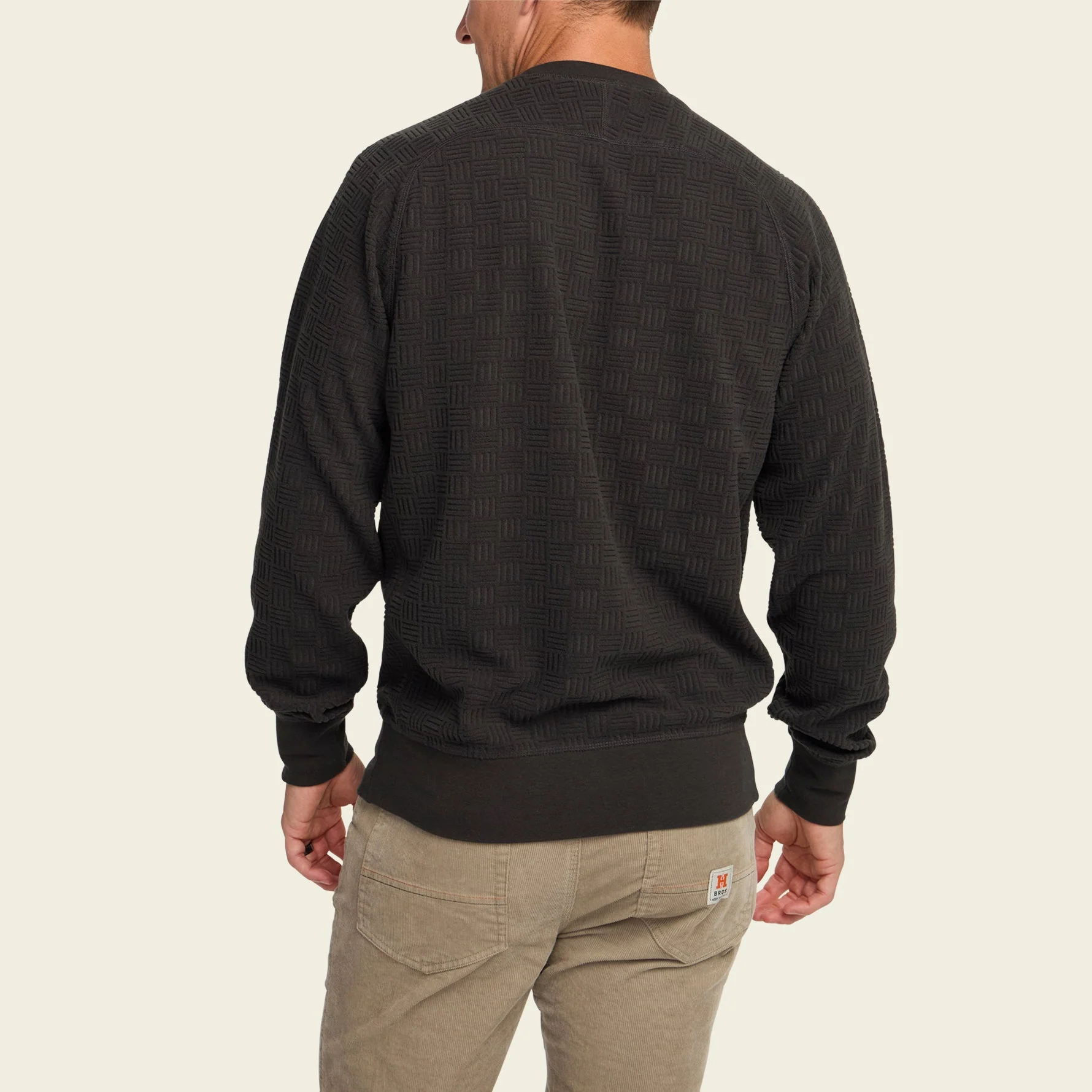 Eleos Fleece Crewneck - Grids : Antique Black - Image 5