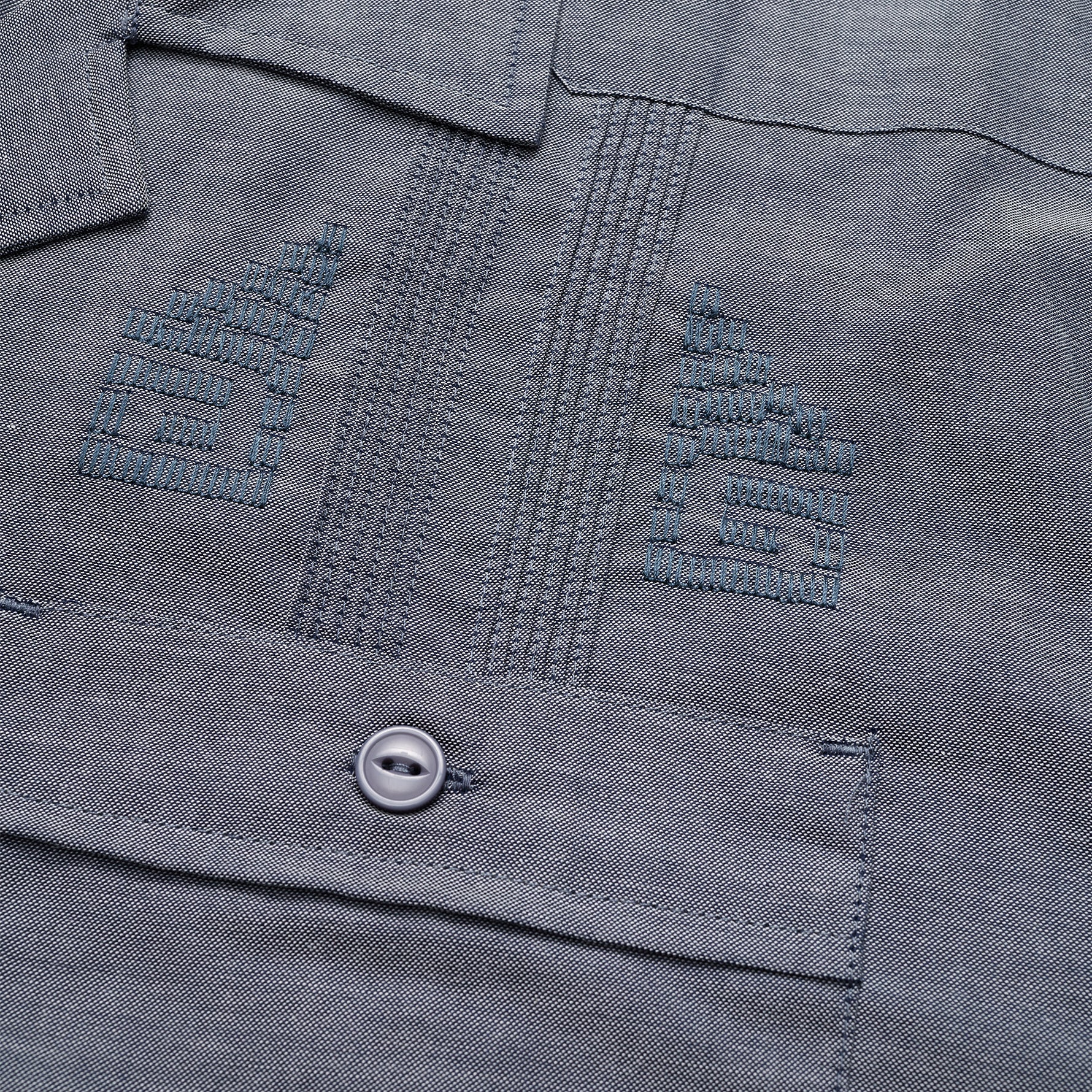 Guayabera Shirt - Indigo Blue Oxford - Image 3