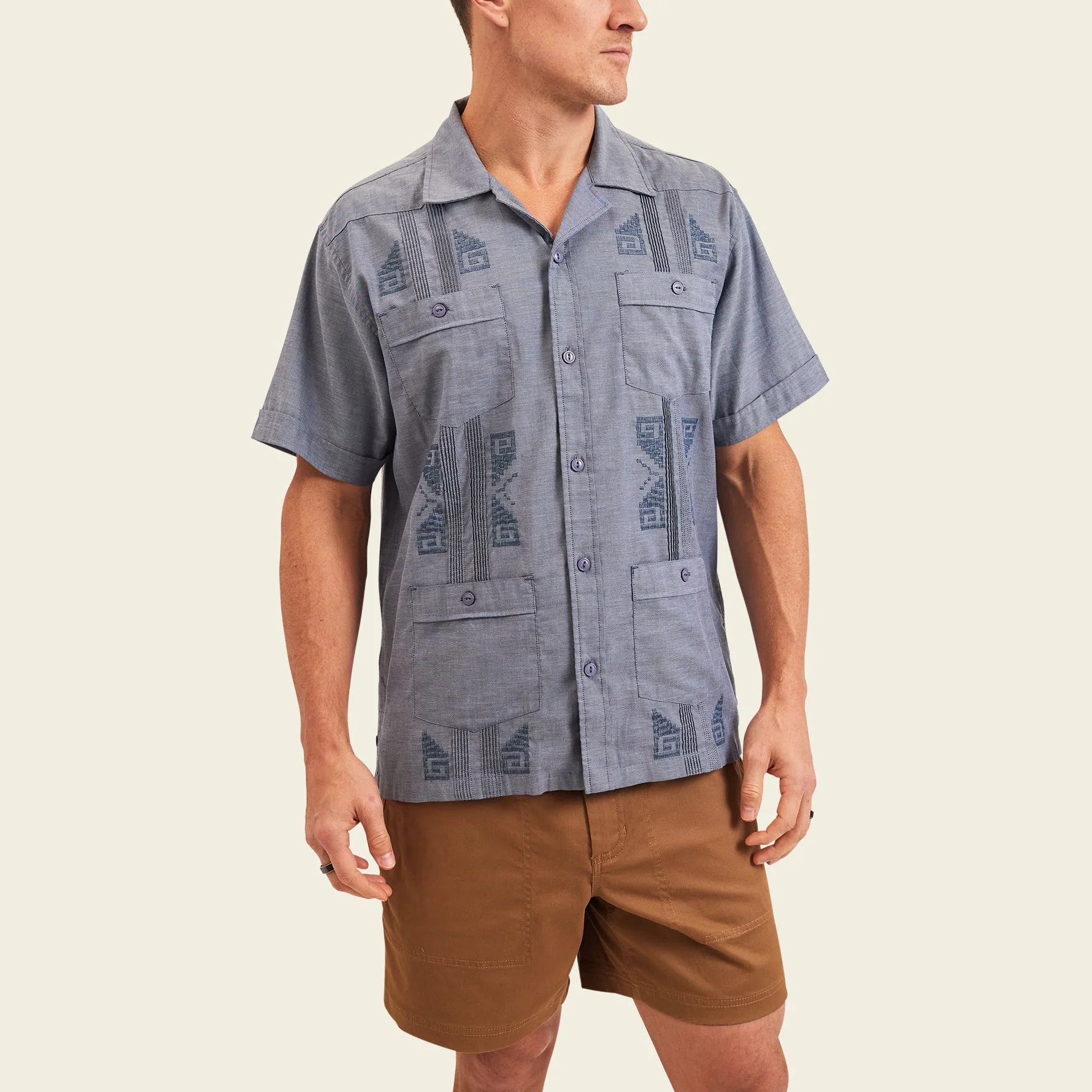 Guayabera Shirt - Indigo Blue Oxford - Image 4