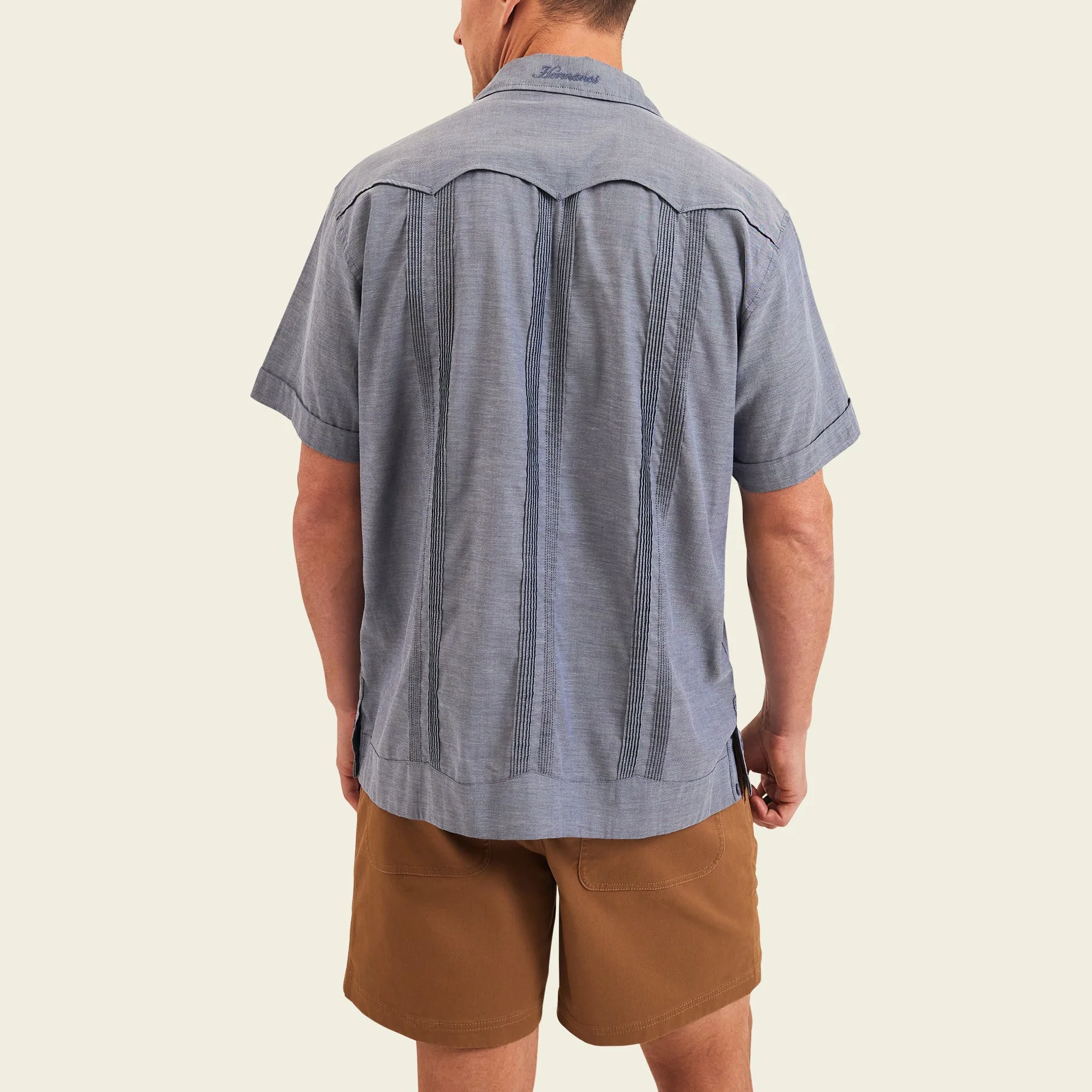 Guayabera Shirt - Indigo Blue Oxford - Image 5