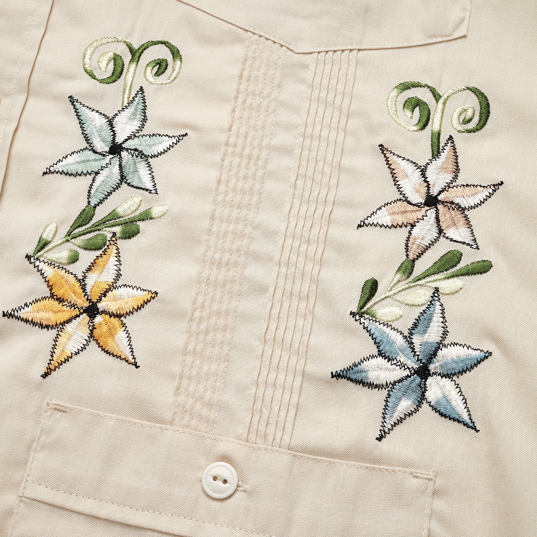 Guayabera Shirt - Fiesta Flowers : Riverbed Oxford - Image 3