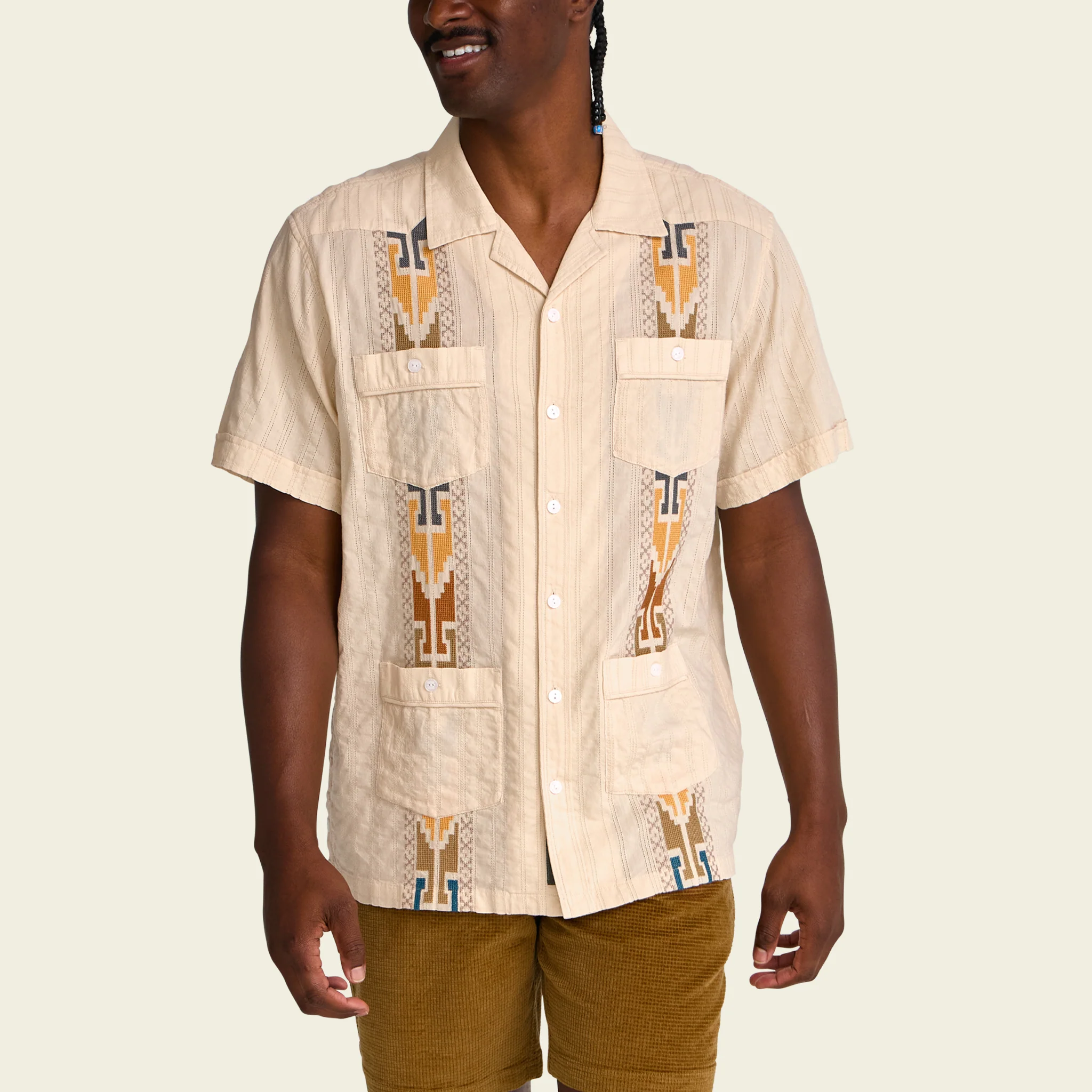 Guayabera Shirt - Temple Tracks : Oatmeal - Image 4