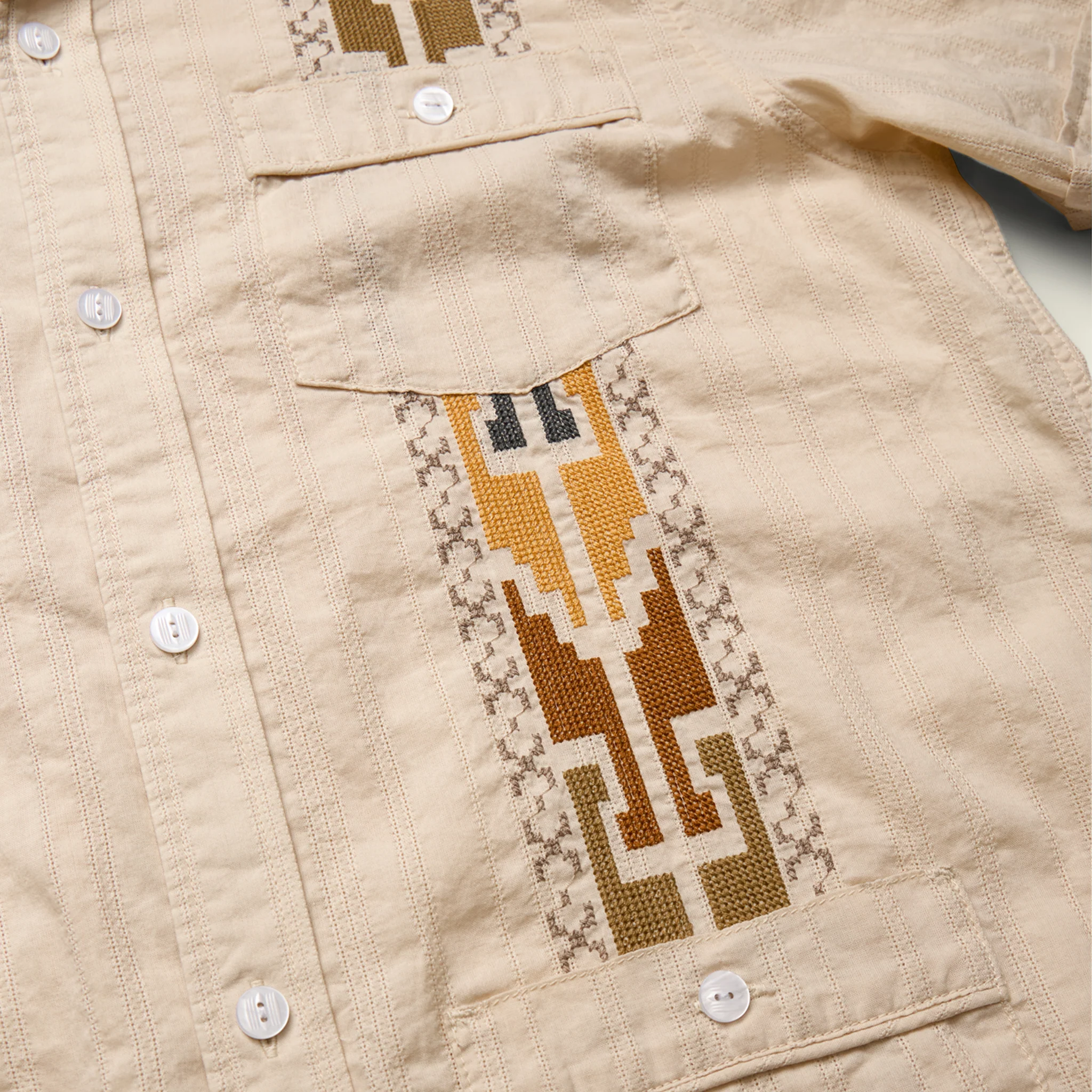 Guayabera Shirt - Temple Tracks : Oatmeal - Image 5