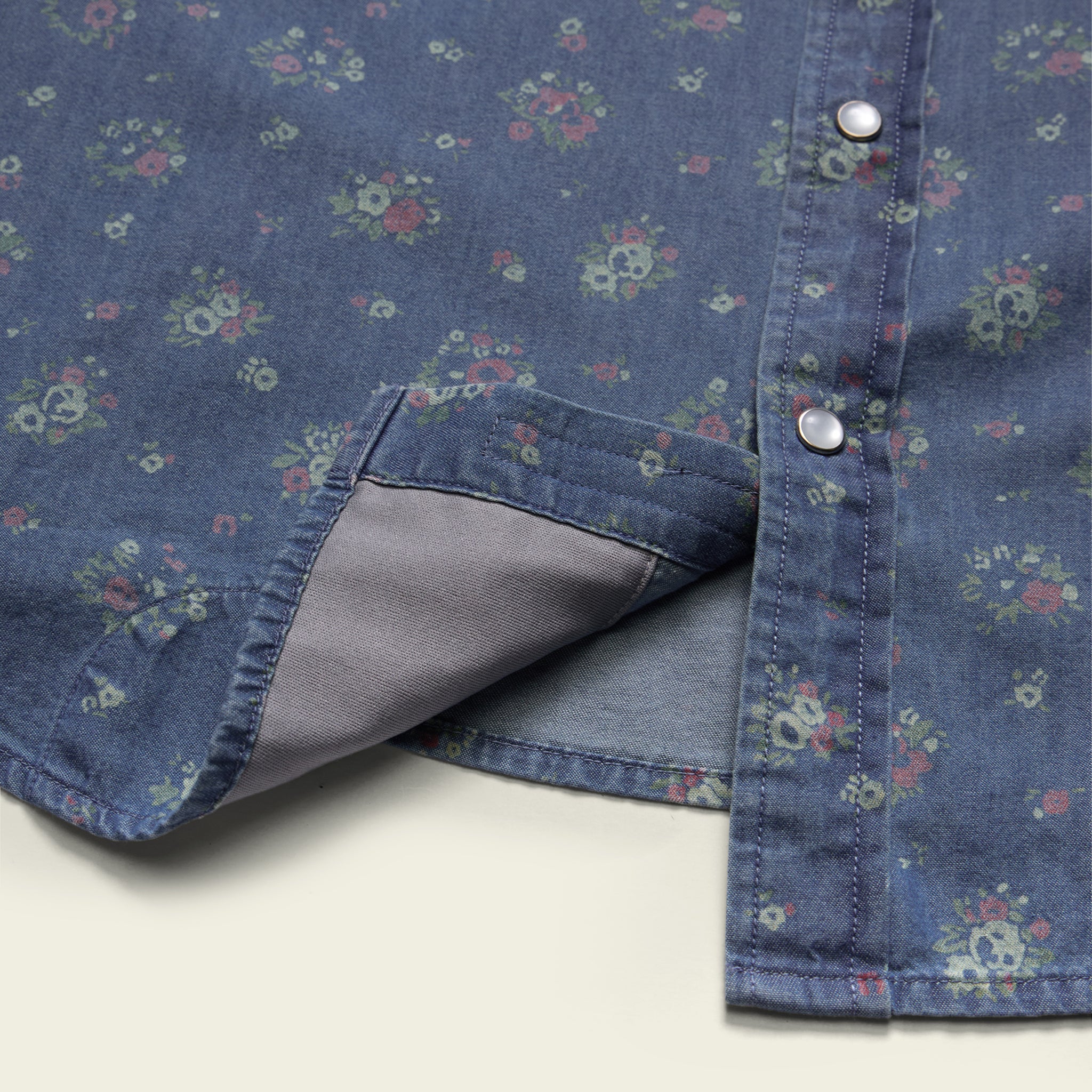 H Bar B Snapshirt - Bouquets : Washed Indigo - Image 8