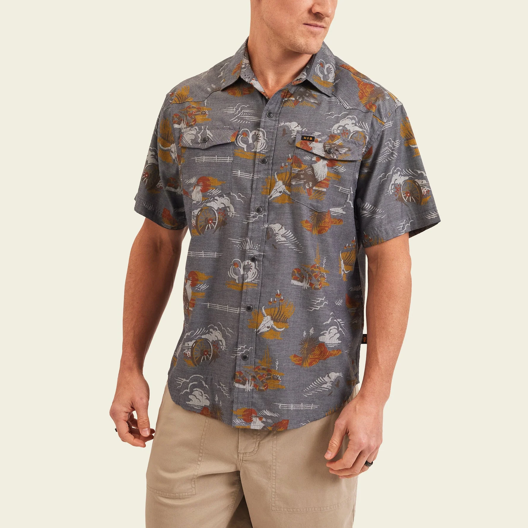 H Bar B Snapshirt - Caracara Country : Charcoal Oxford - Image 3