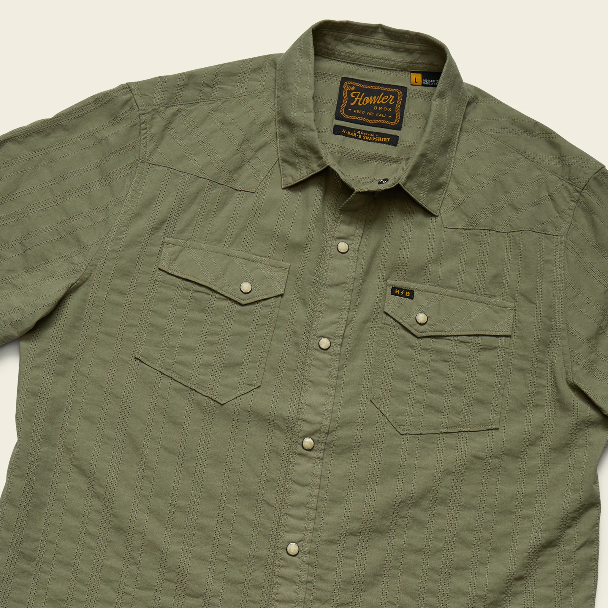 H Bar B Snapshirt - Eyelet Stripe : Cadet - Image 4