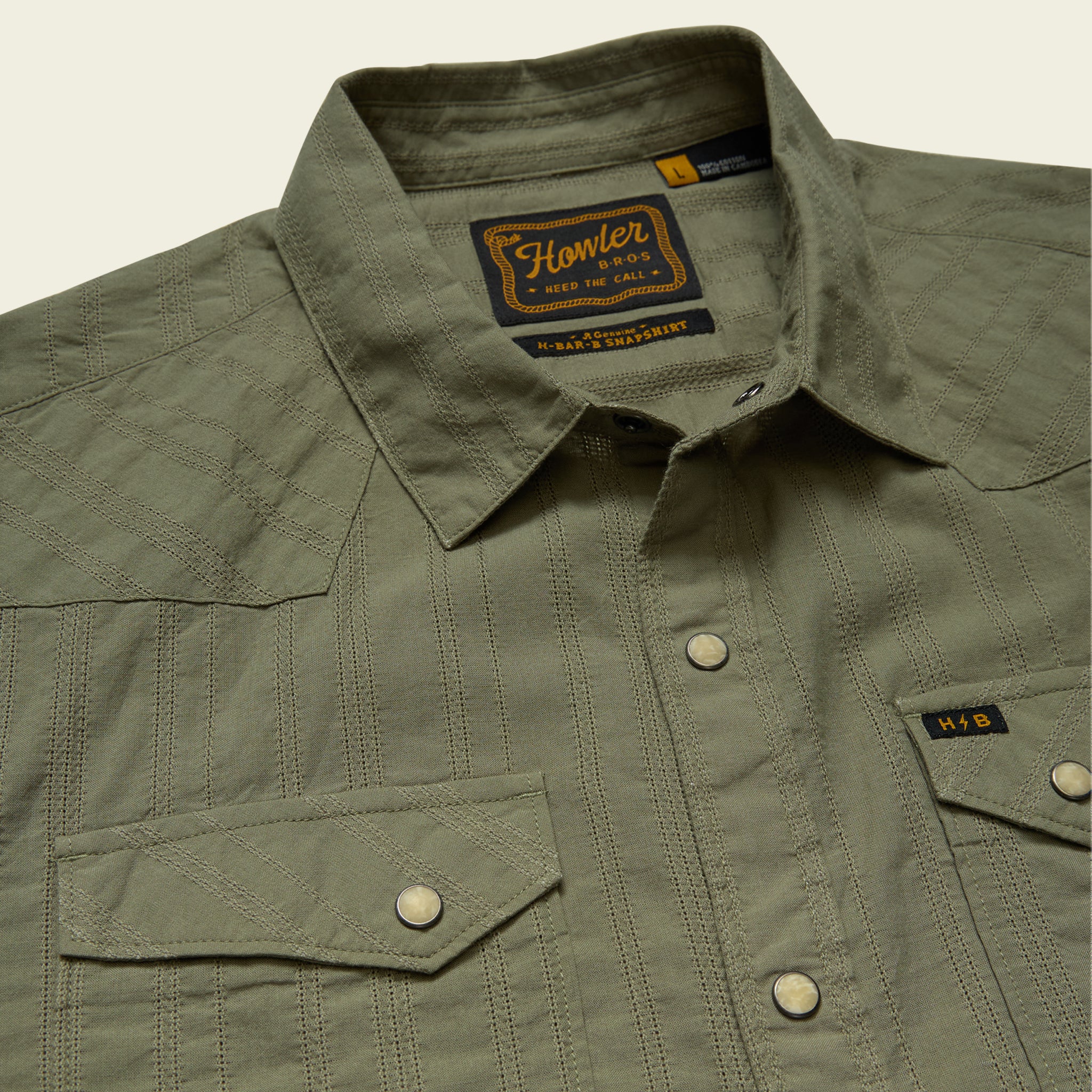 H Bar B Snapshirt - Eyelet Stripe : Cadet - Image 6