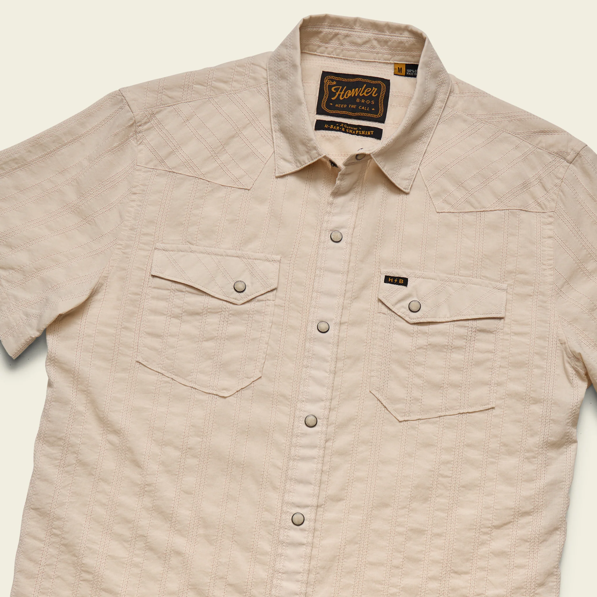 H Bar B Snapshirt - Eyelet Stripe : Off White - Image 4