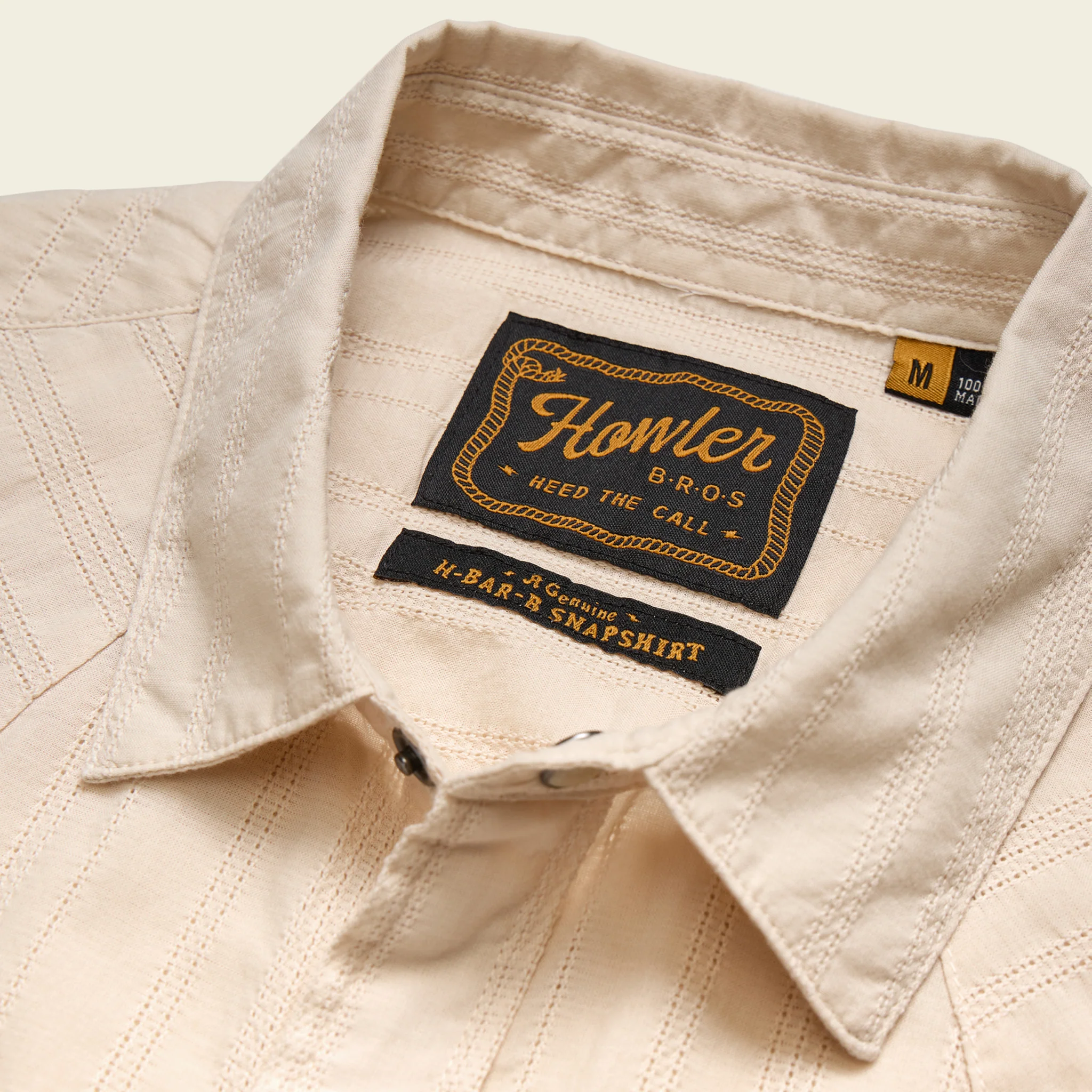 H Bar B Snapshirt - Eyelet Stripe : Off White - Image 6