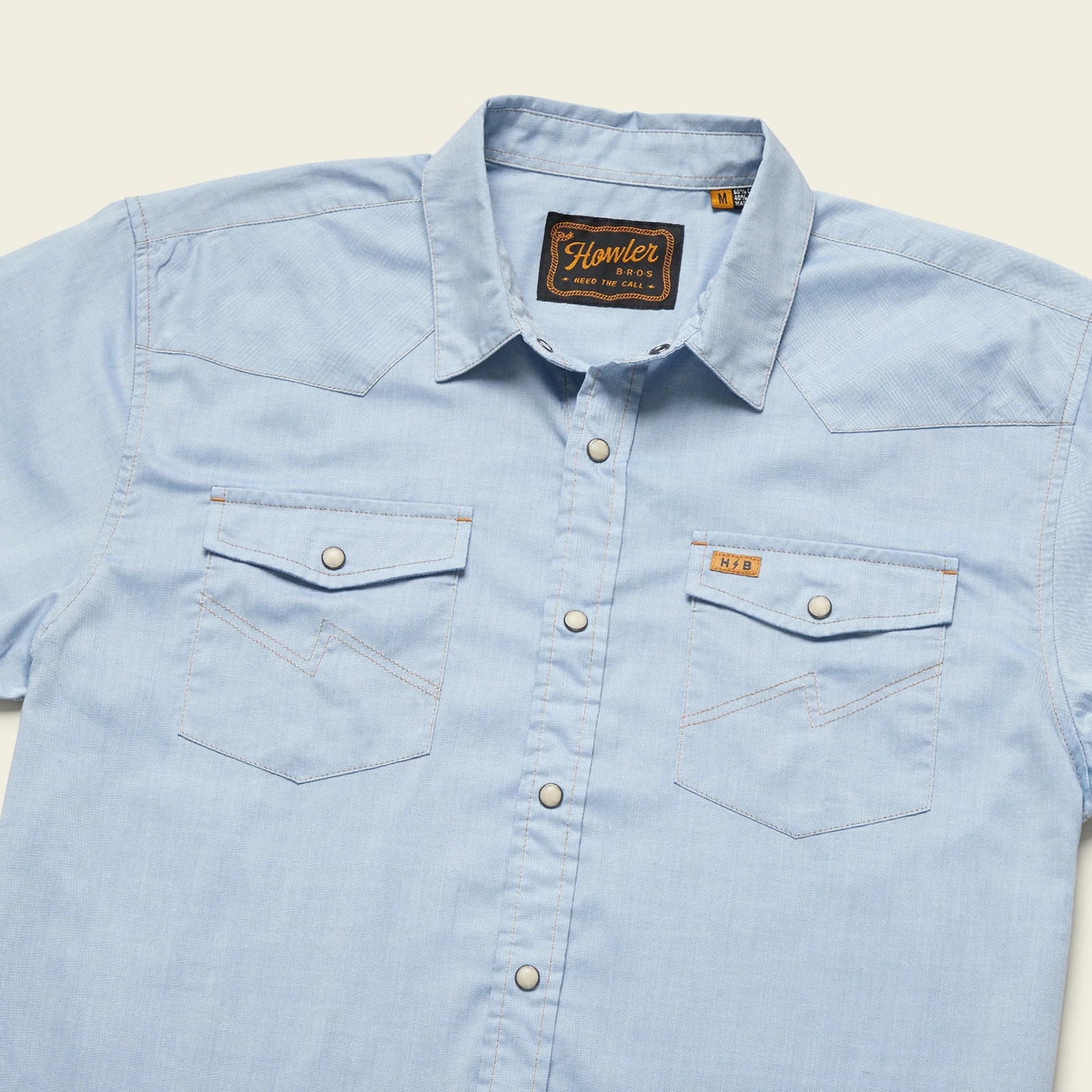 H Bar B Snapshirt - Faded Blue Oxford - Image 3
