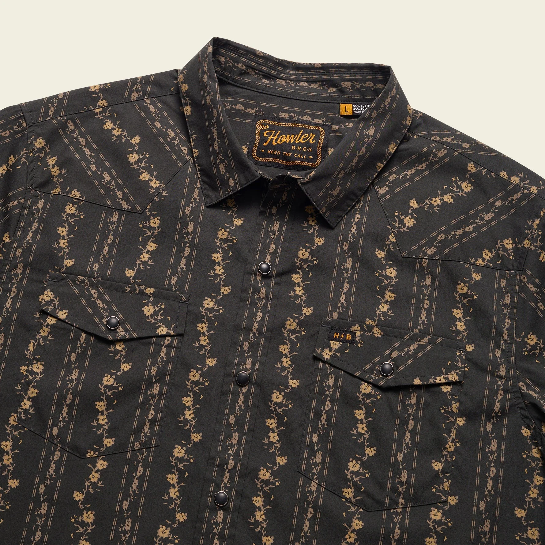 H Bar B Snapshirt - Hibiscus Ribbons : Antique Black - Image 6