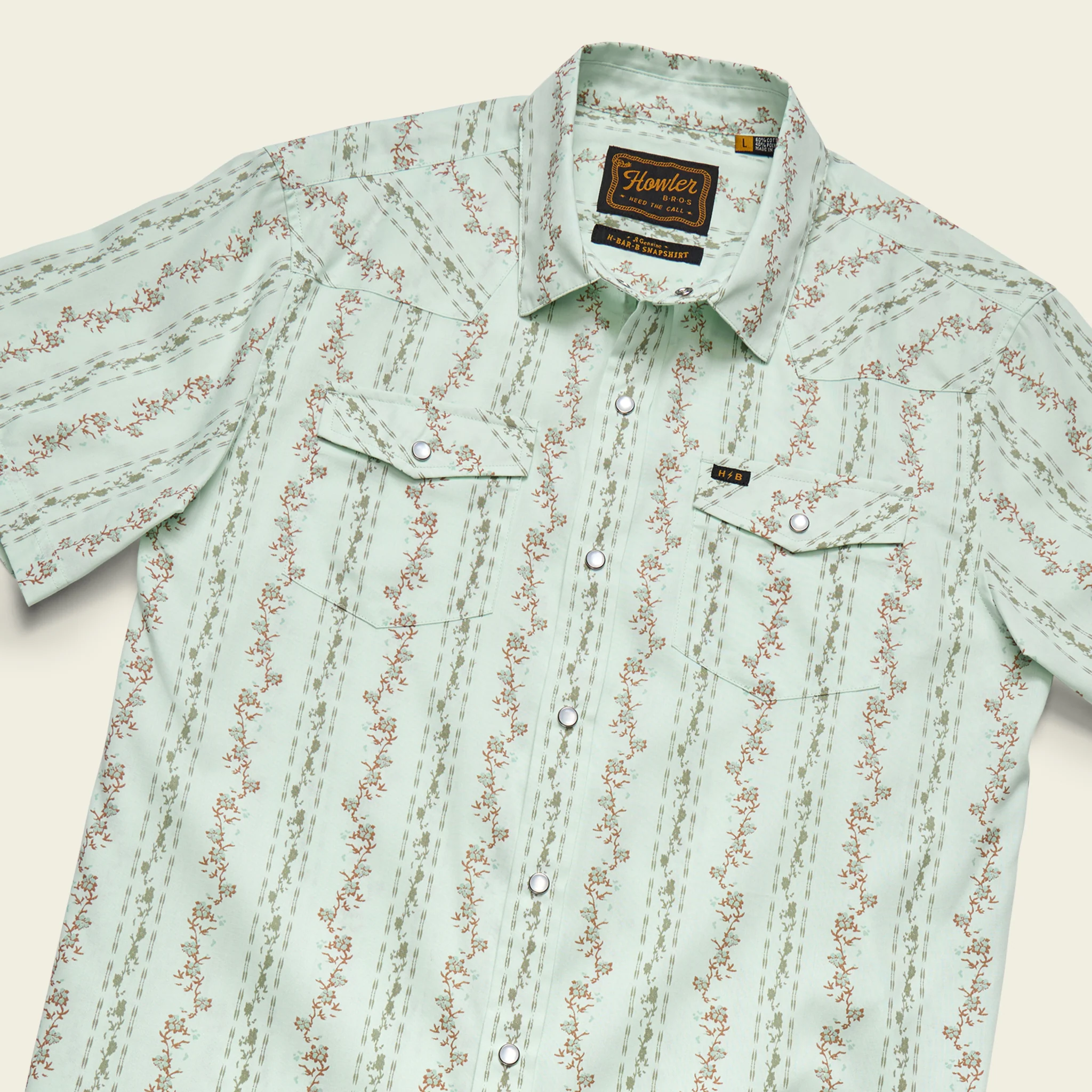H Bar B Snapshirt - Hibiscus Ribbons : Mint - Image 3