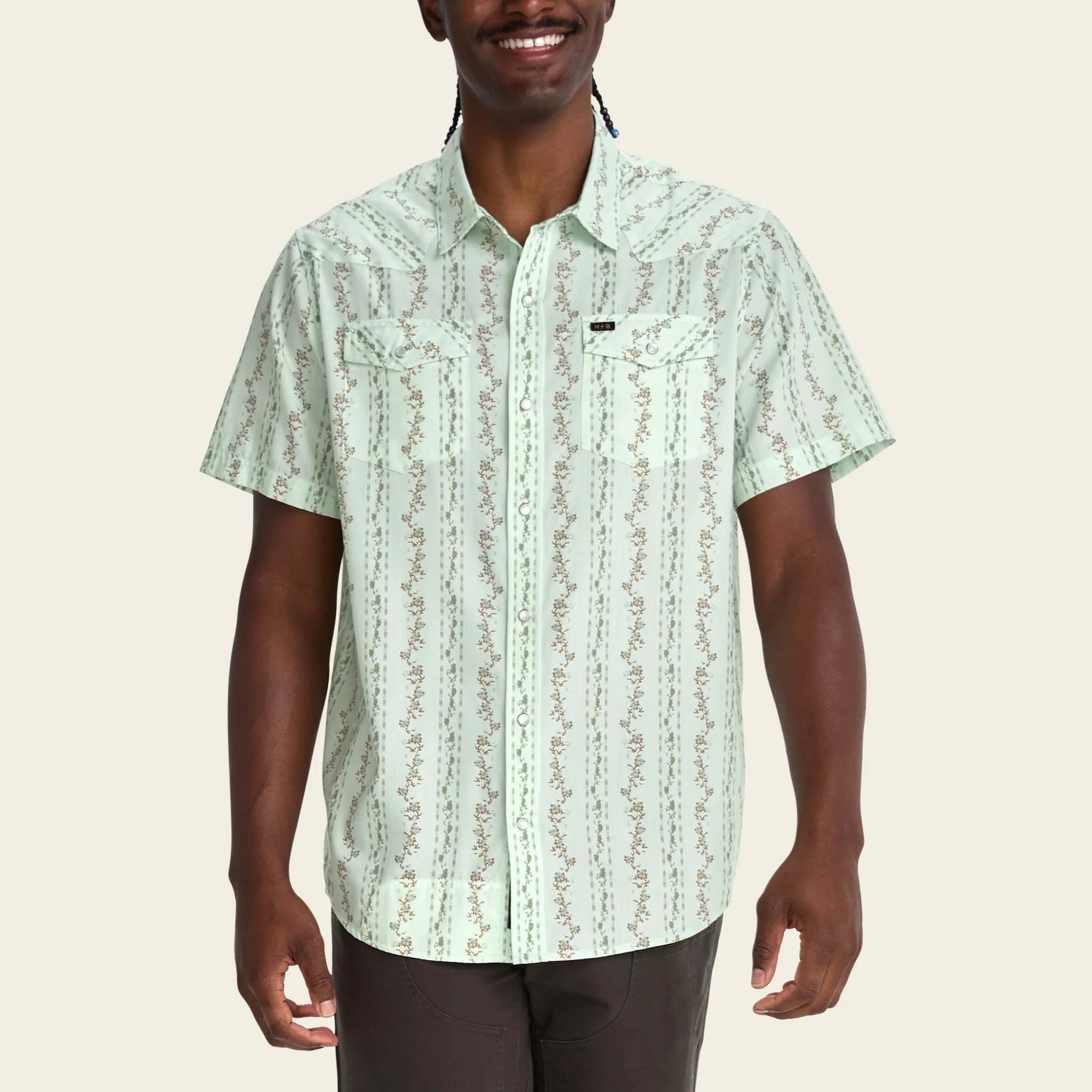 H Bar B Snapshirt - Hibiscus Ribbons : Mint - Image 4