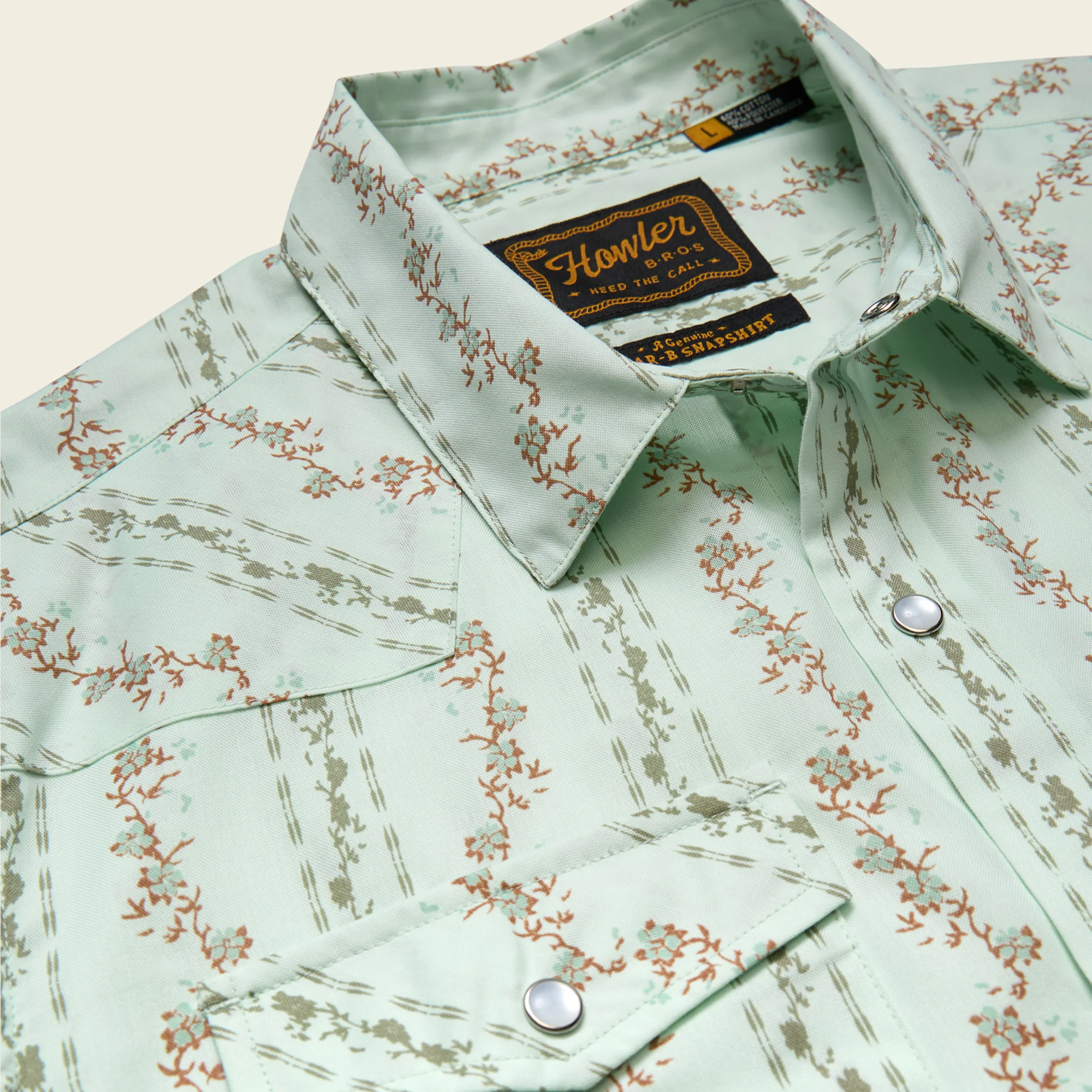 H Bar B Snapshirt - Hibiscus Ribbons : Mint - Image 5