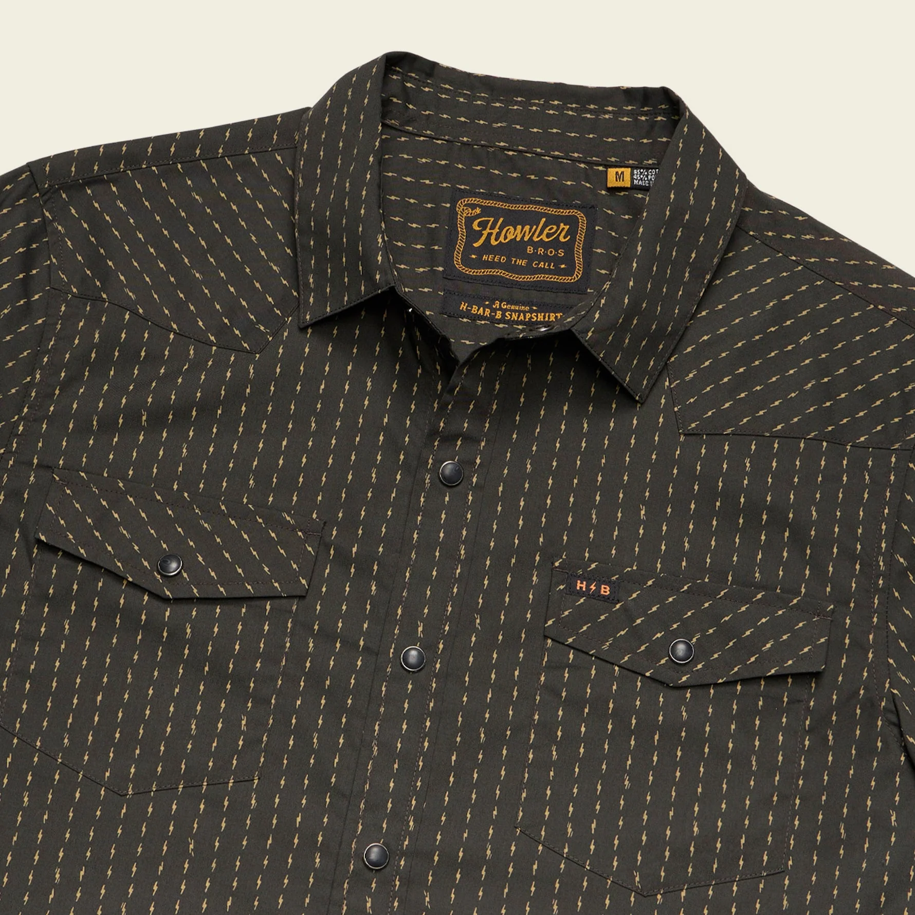 H Bar B Snapshirt - Power Lines : Antique Black - Image 3