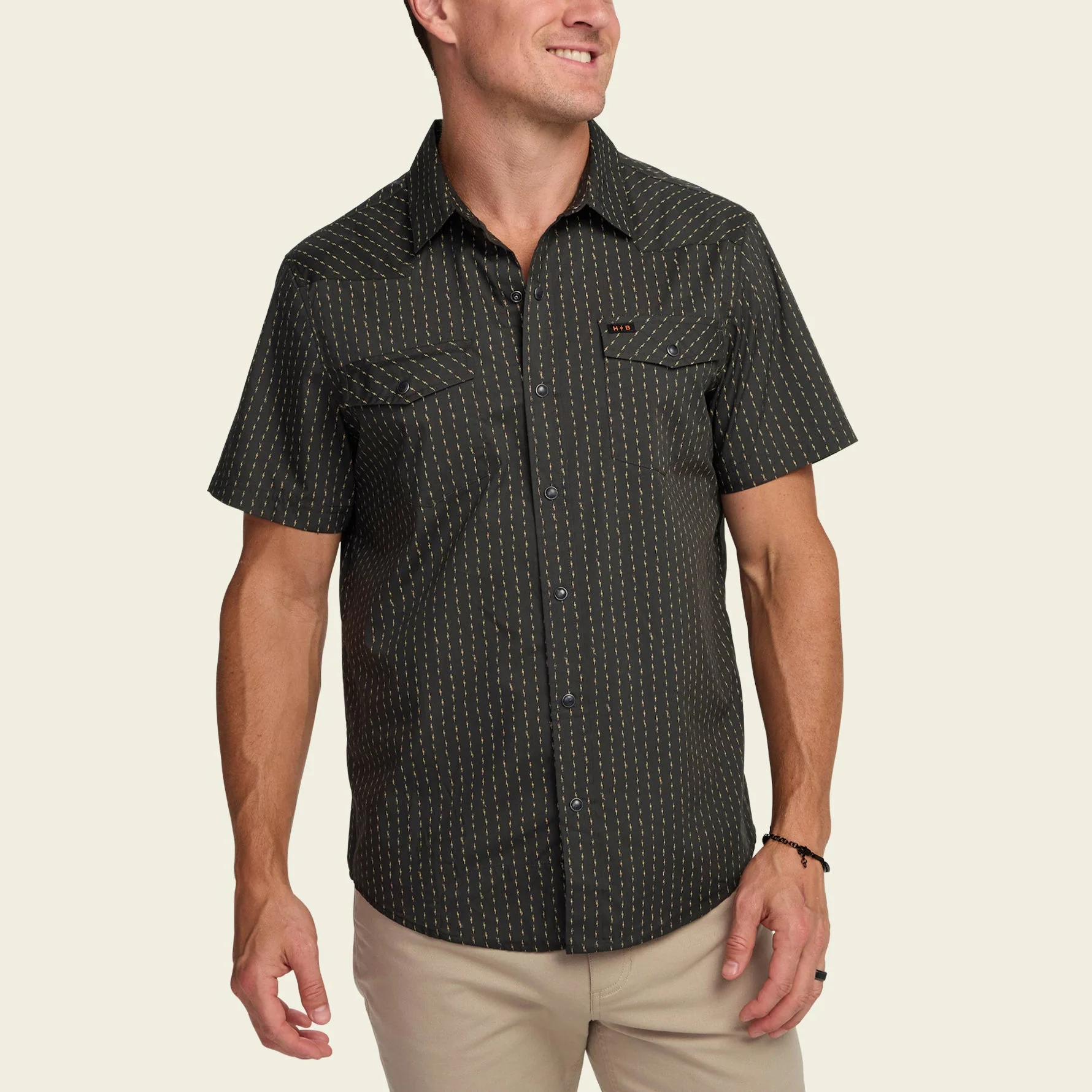 H Bar B Snapshirt - Power Lines : Antique Black - Image 4
