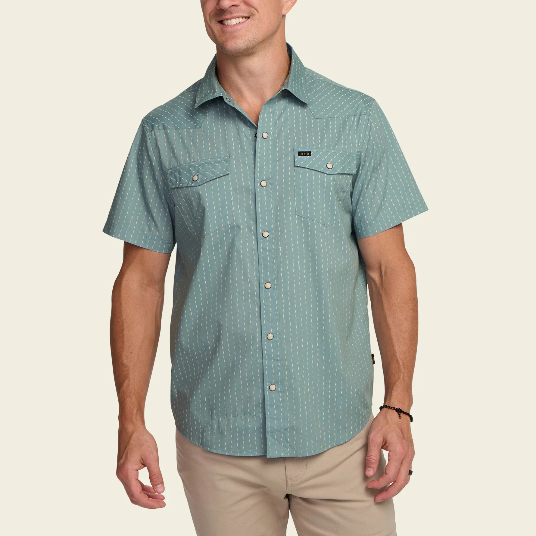 H Bar B Snapshirt - Power Lines : Smoke Blue - Image 4