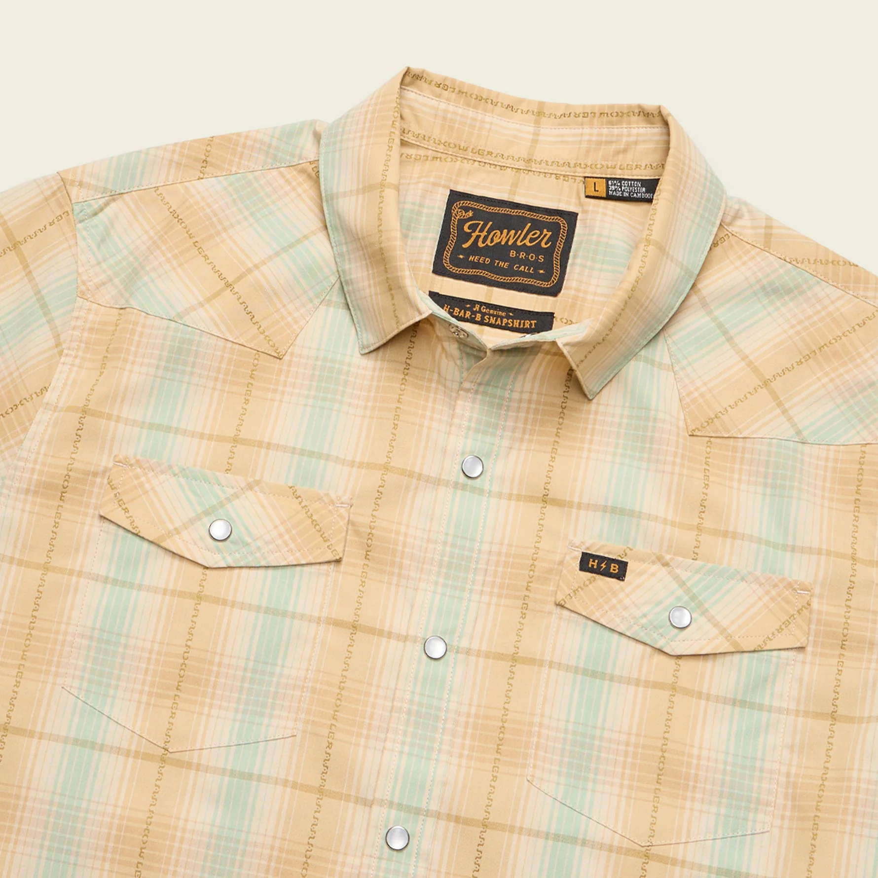 H Bar B Snapshirt - Prairie Plaid : Gold - Image 3