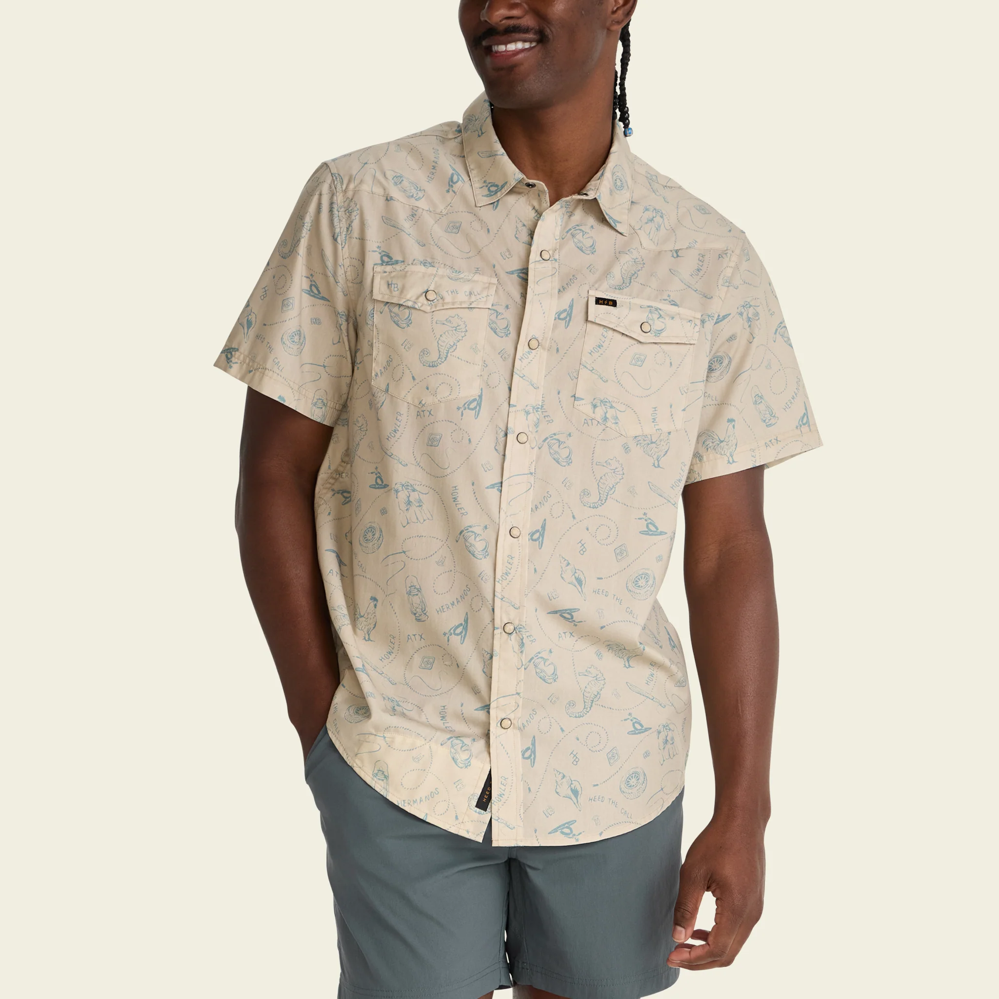 H Bar B Snapshirt - Sea Rodeo : Sand - Image 4
