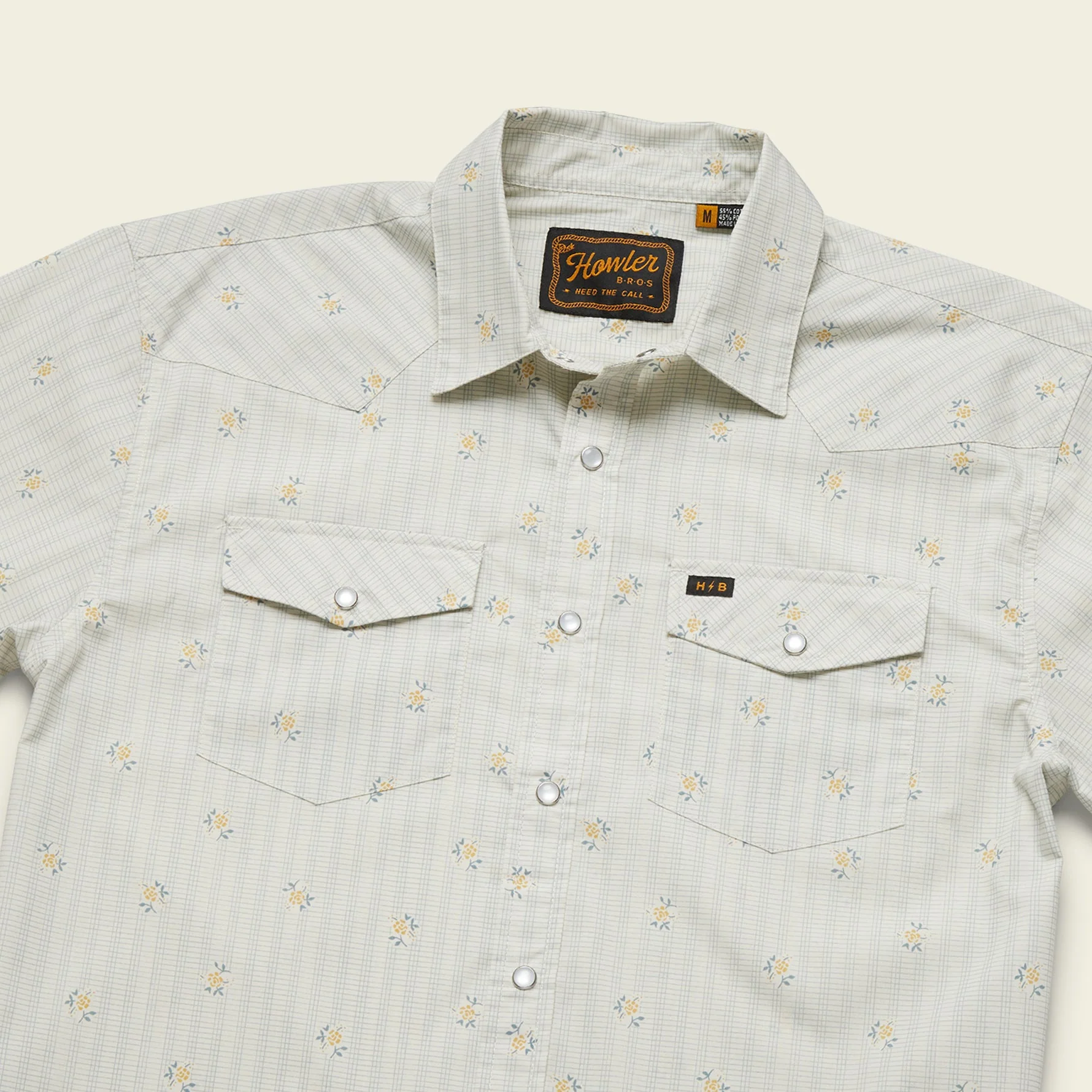 H Bar B Snapshirt - Vintage Grid Floral : Off White - Image 5