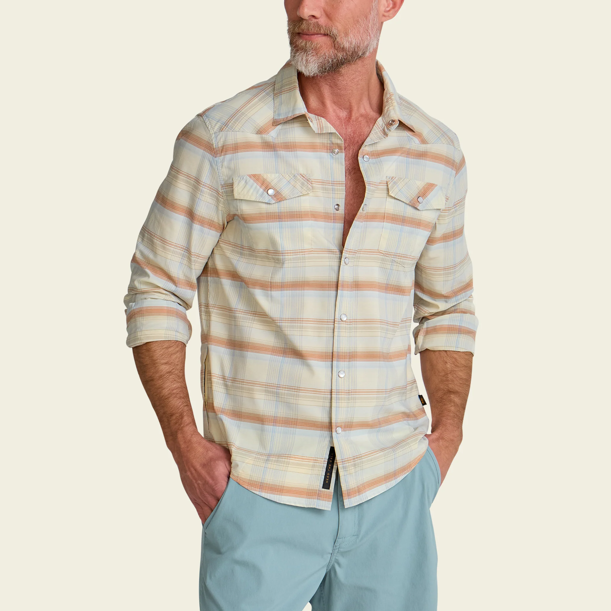 H Bar B Tech Longsleeve - Cameron Plaid : Cream - Image 4