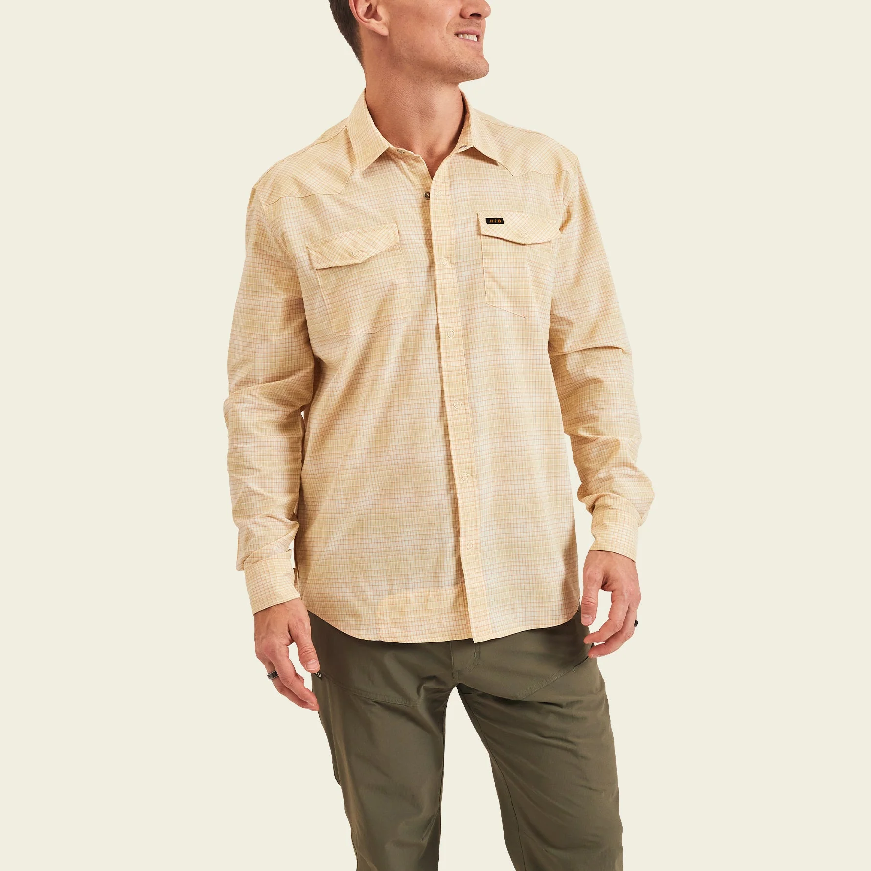 H Bar B Tech Longsleeve - Eason Plaid : Pistachio - Image 4