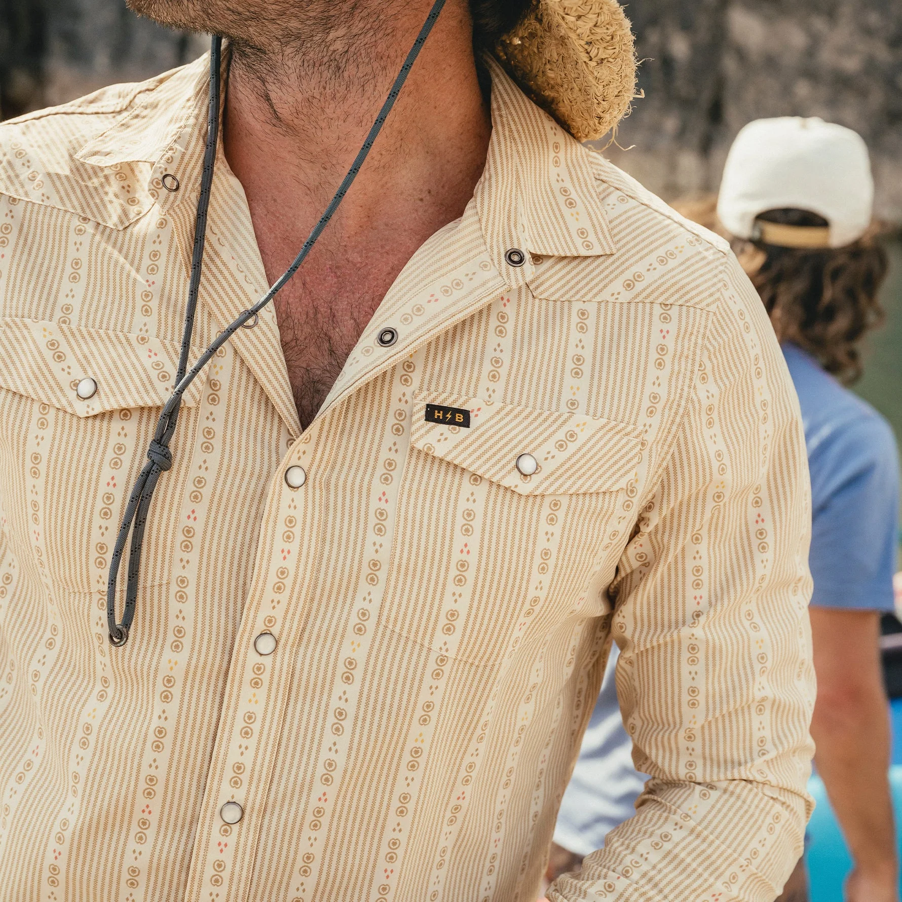 H Bar B Tech Longsleeve - Mosquero Stripe : Brown Rice - Image 2
