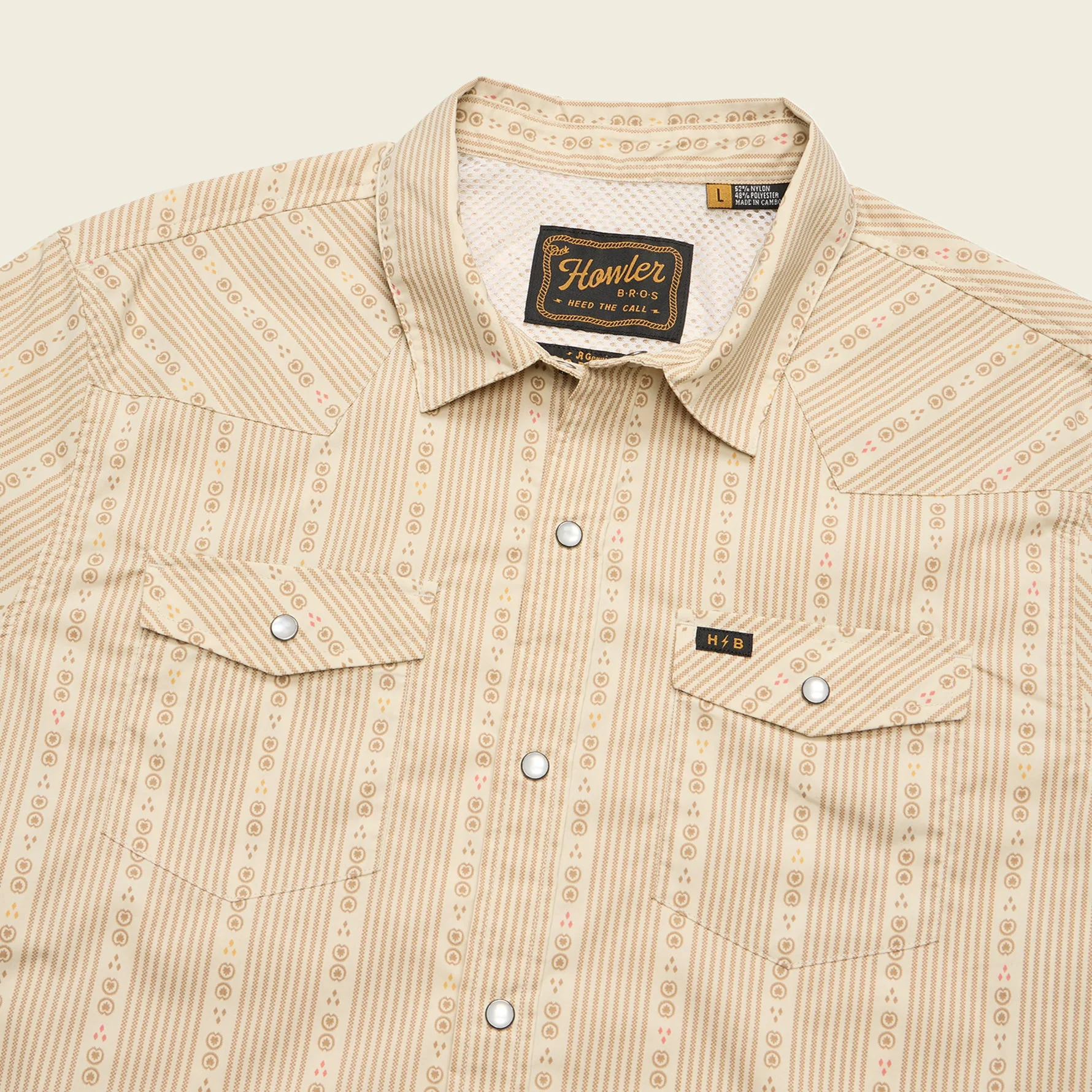 H Bar B Tech Longsleeve - Mosquero Stripe : Brown Rice - Image 3