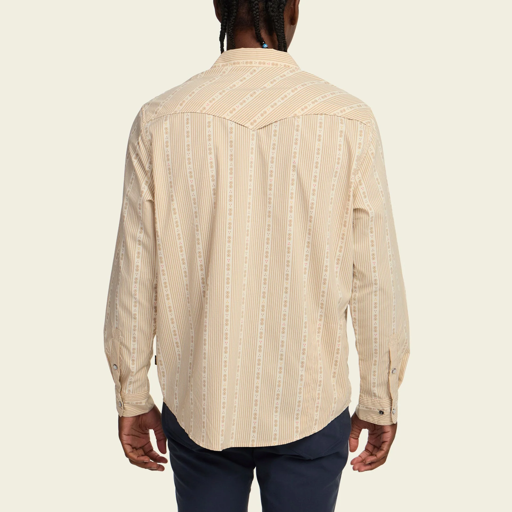 H Bar B Tech Longsleeve - Mosquero Stripe : Brown Rice - Image 5