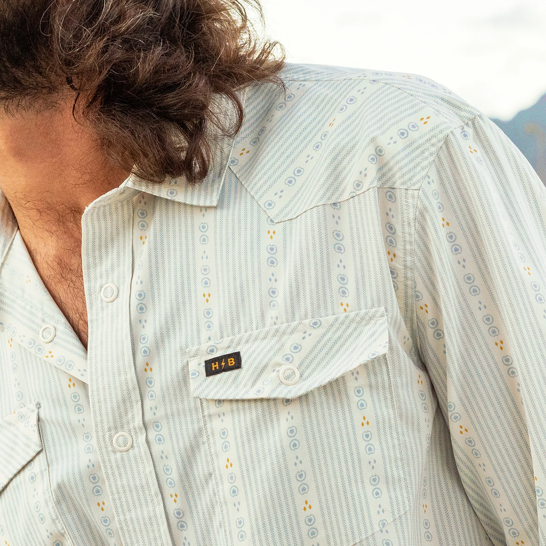 H Bar B Tech Longsleeve - Mosquero Stripe : Off White - Image 2