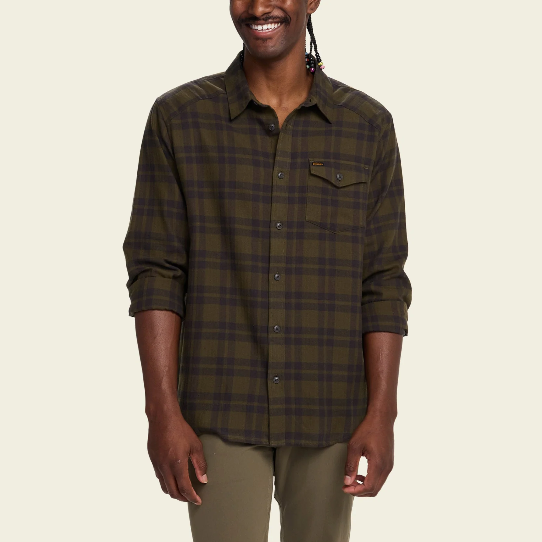 La Grange Lightweight Flannel - Cohen Plaid : Dark Olive - Image 4
