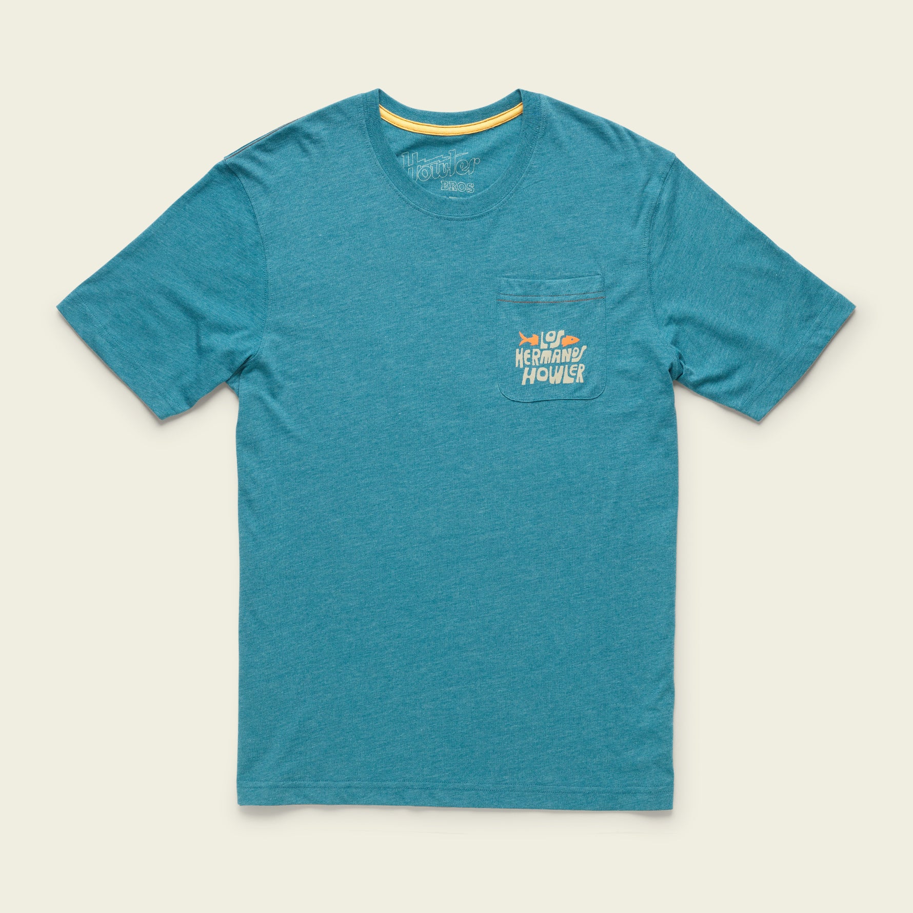 Los Hermanos Pescado Pocket T-Shirt - Petrol Heather - Image 4
