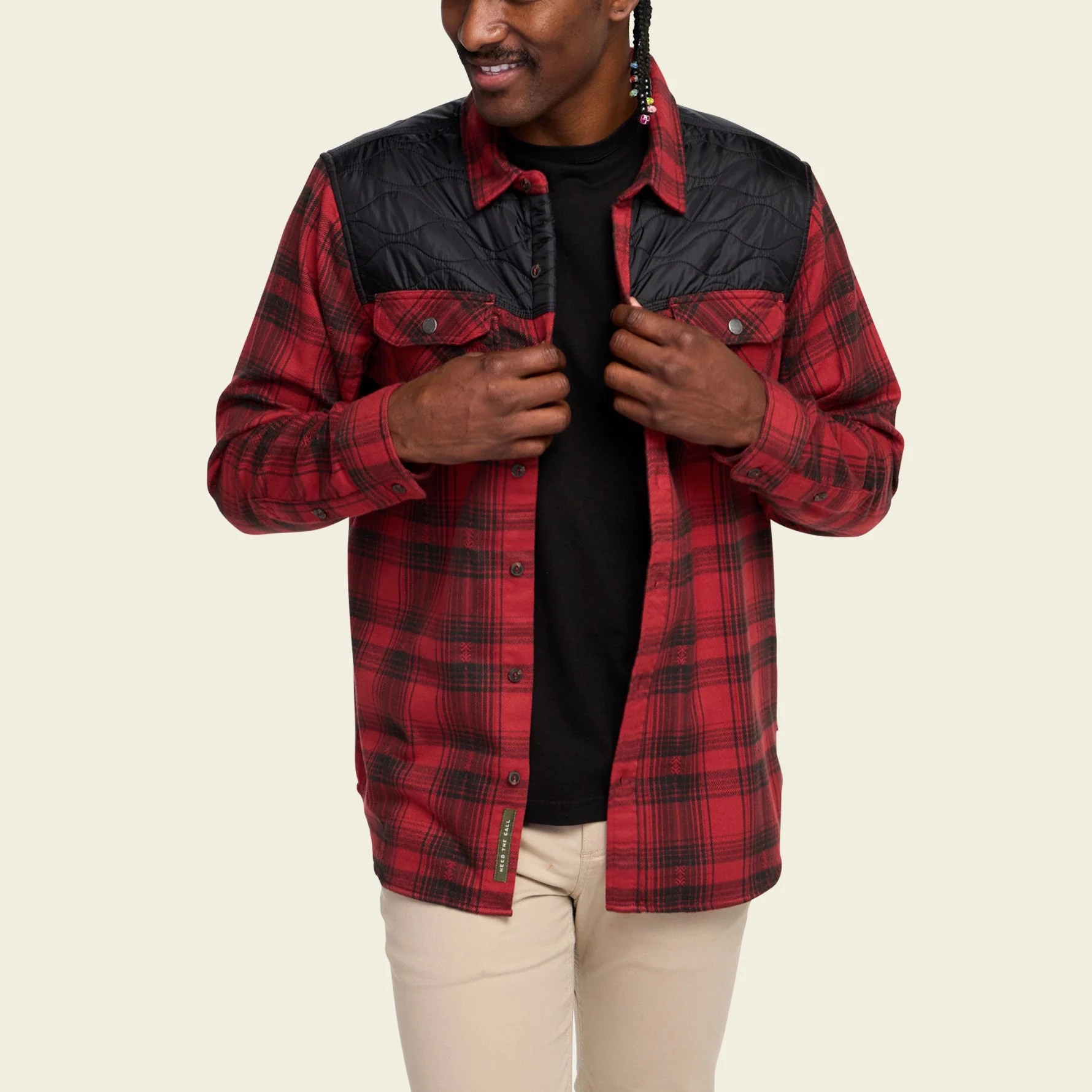 Quintana Quilted Flannel - Big Barrett Plaid : Brick Red - Image 4