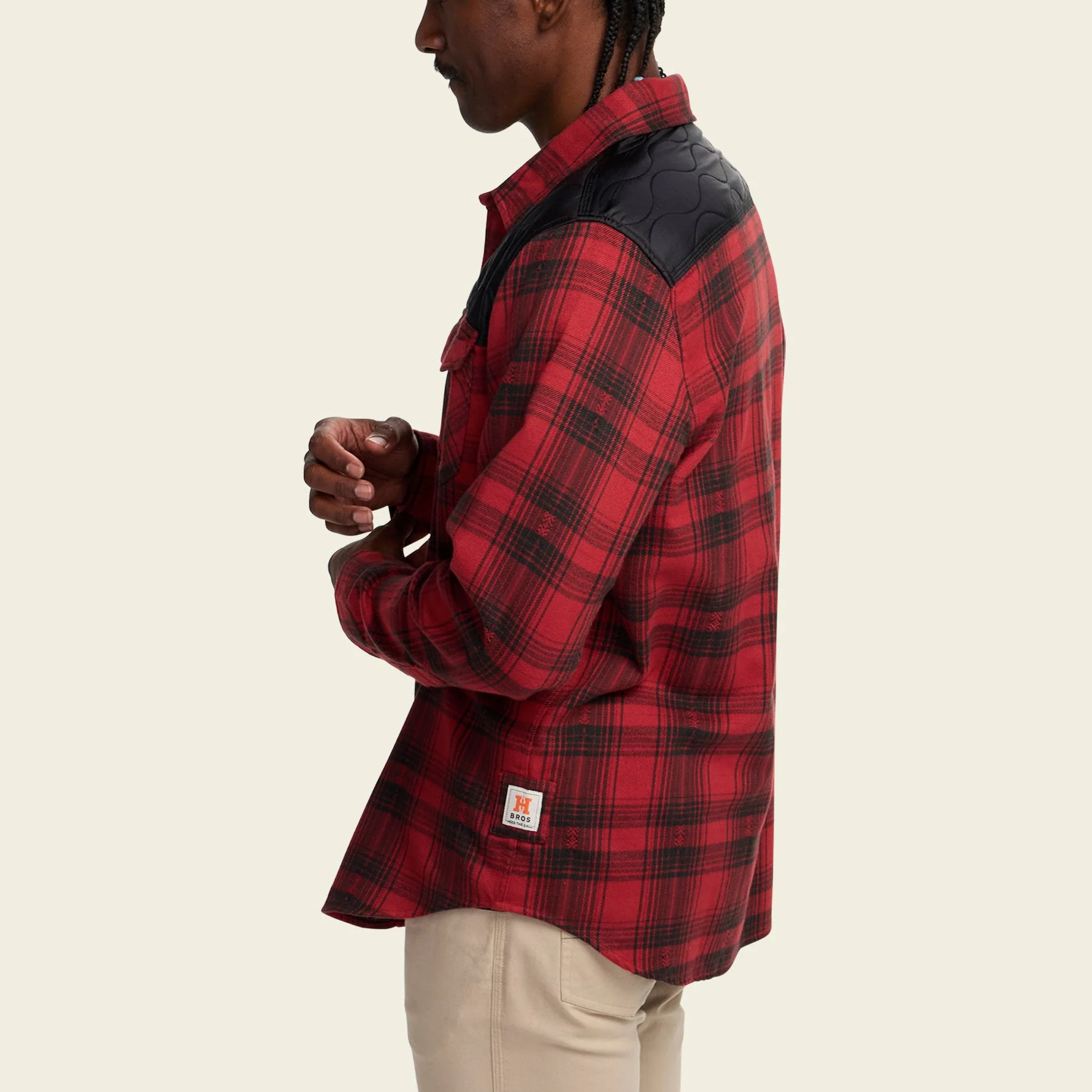 Quintana Quilted Flannel - Big Barrett Plaid : Brick Red - Image 5