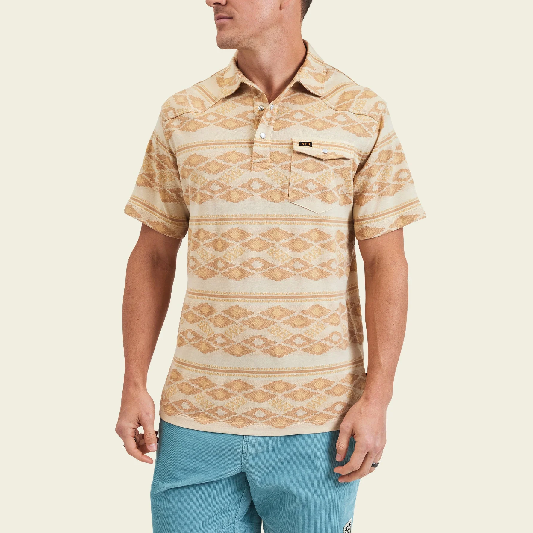 Ranchero Jacquard Polo - Taki : Brown Rice - Image 4