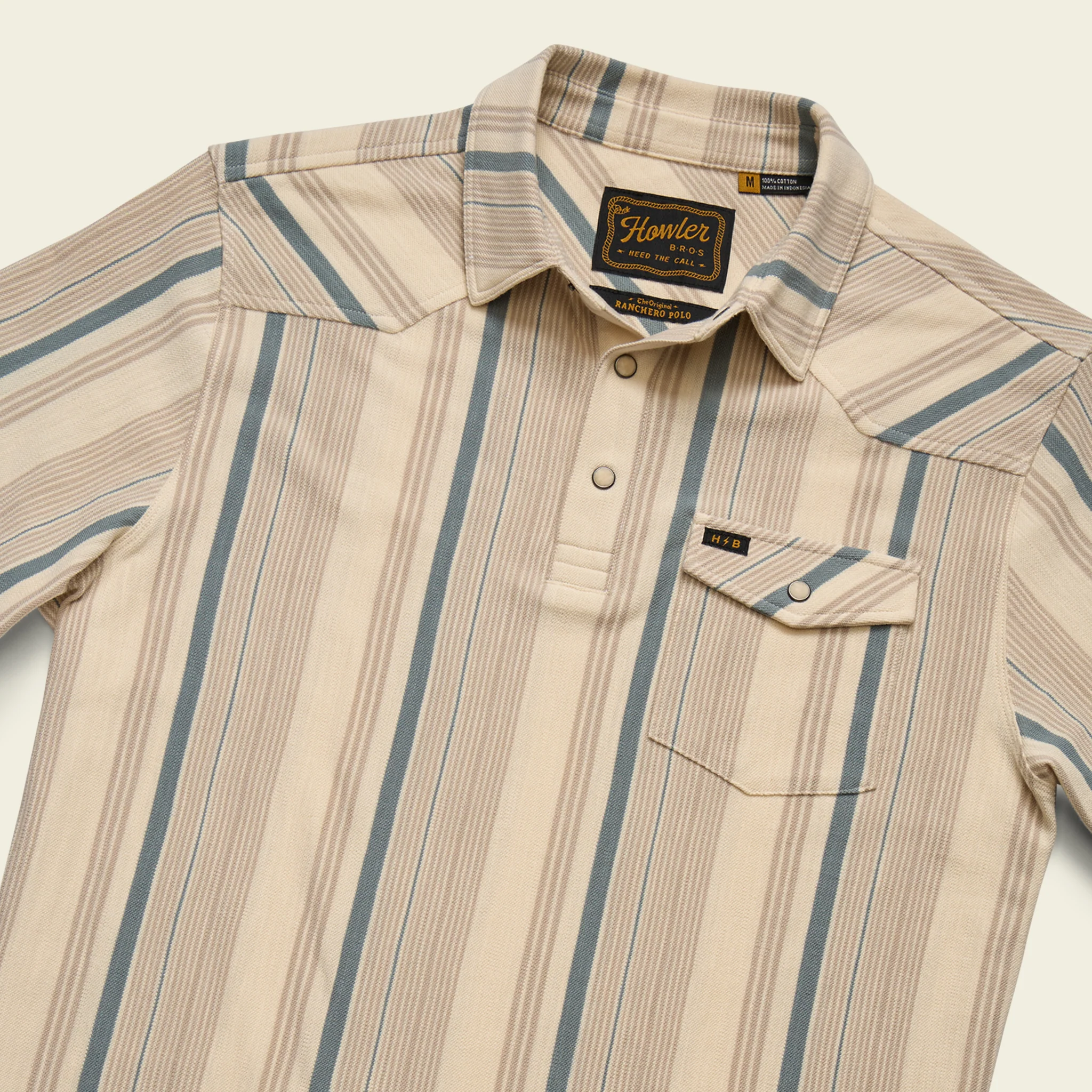 Ranchero Polo - Old Bill Stripe : Limestone - Image 4
